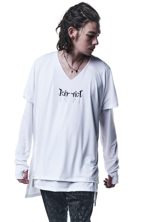 《予約品》 LayerdLongSleevesV-T-Shirts Tシャツ BEATENJIKU / White&White 【kiryuyrik】 7月入荷予定