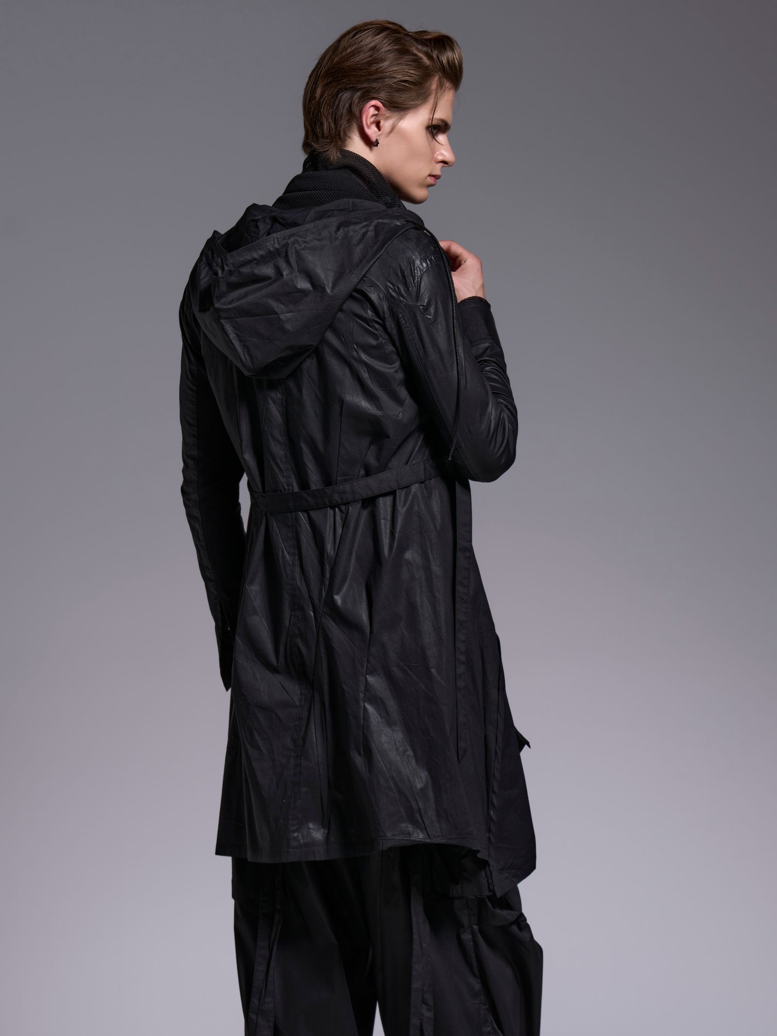 【予約品 1月4日(日) 締切】Flare Hoodie Coat / フレアフーディーコート / ブラックコーティング