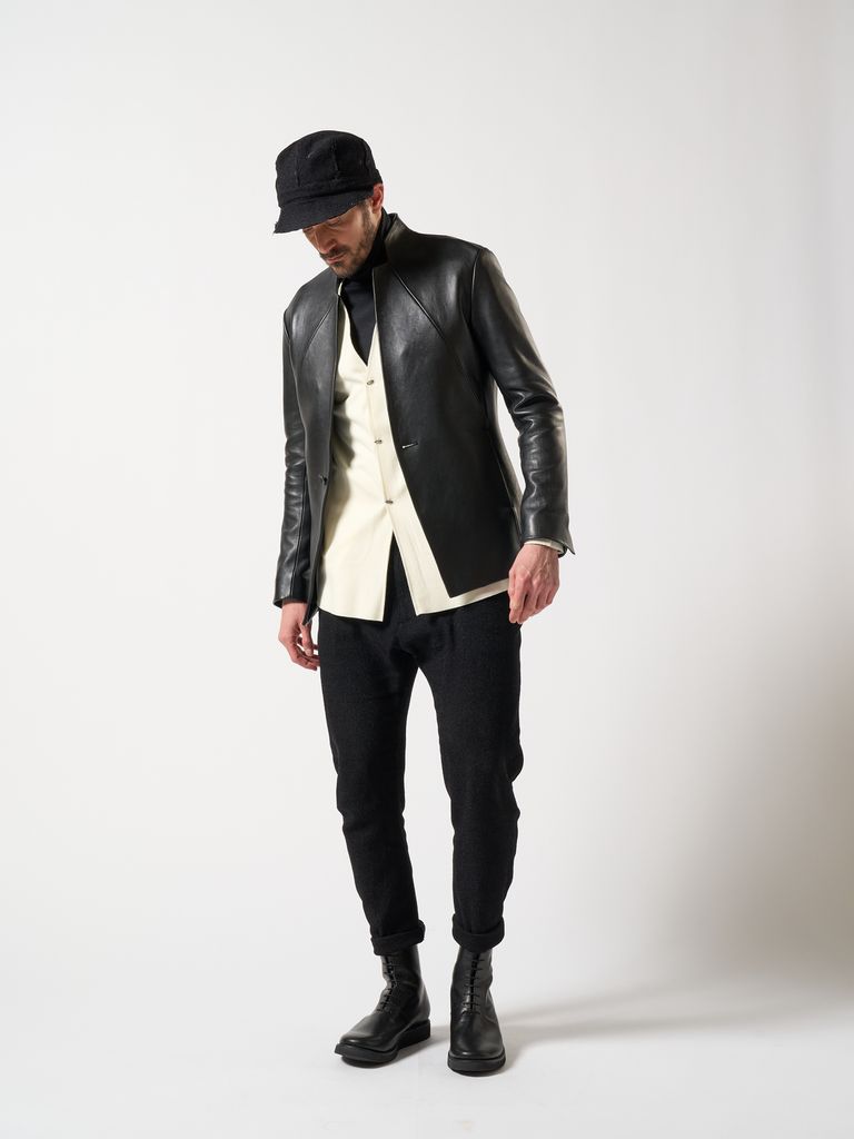 wjk - 【予約品】 seam jacket / レザージャケット / ブラック wjk - 【予約品】 seam jacket / レザージャケット / ブラック