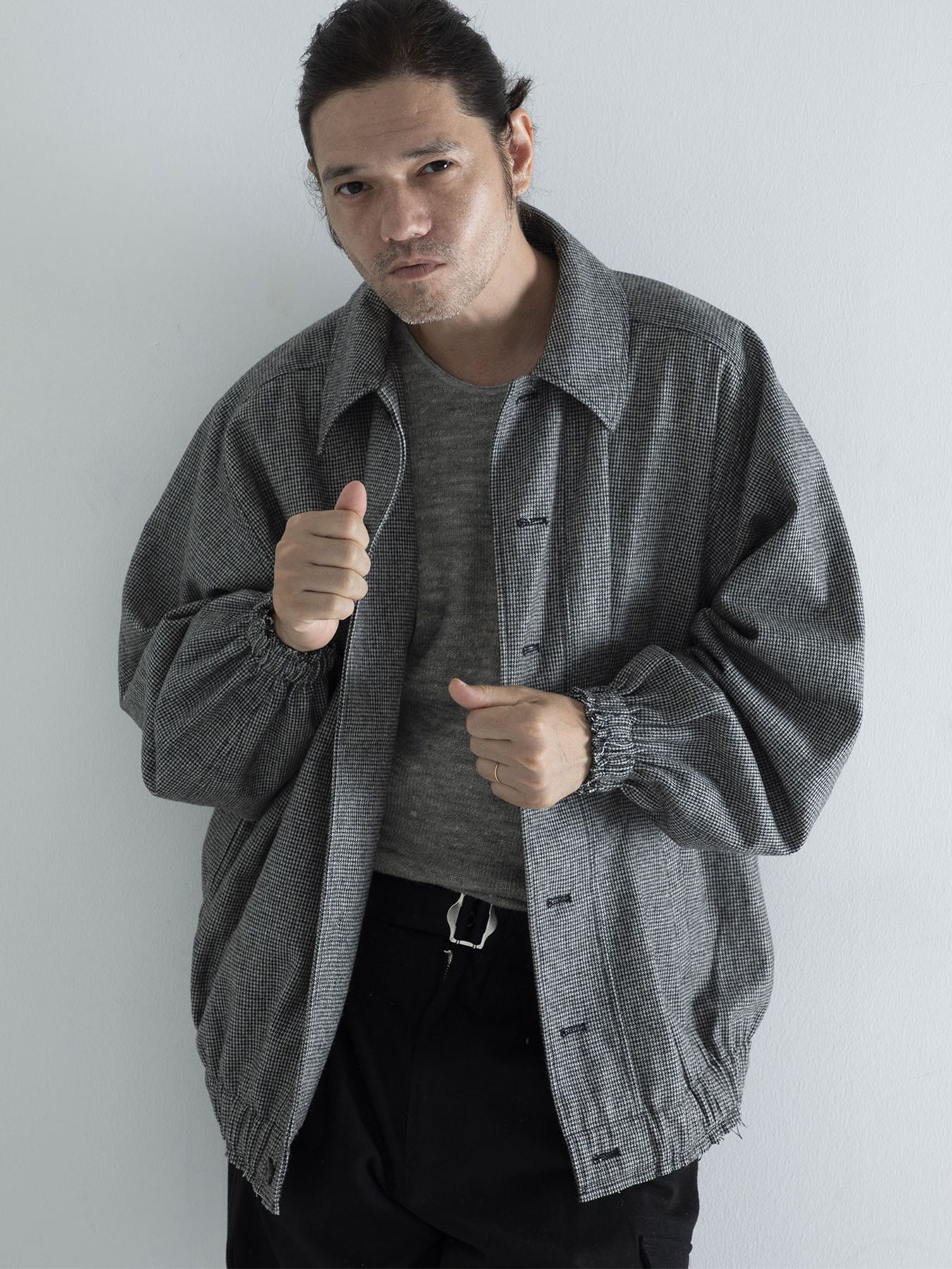 【予約品 】OVALB BLOUSON / ブルゾン / アイボリー×ブラック千鳥（小）