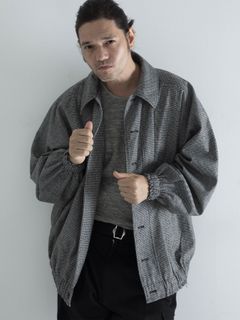 【予約品 】OVALB BLOUSON / ブルゾン / アイボリー×ブラック千鳥（小）
