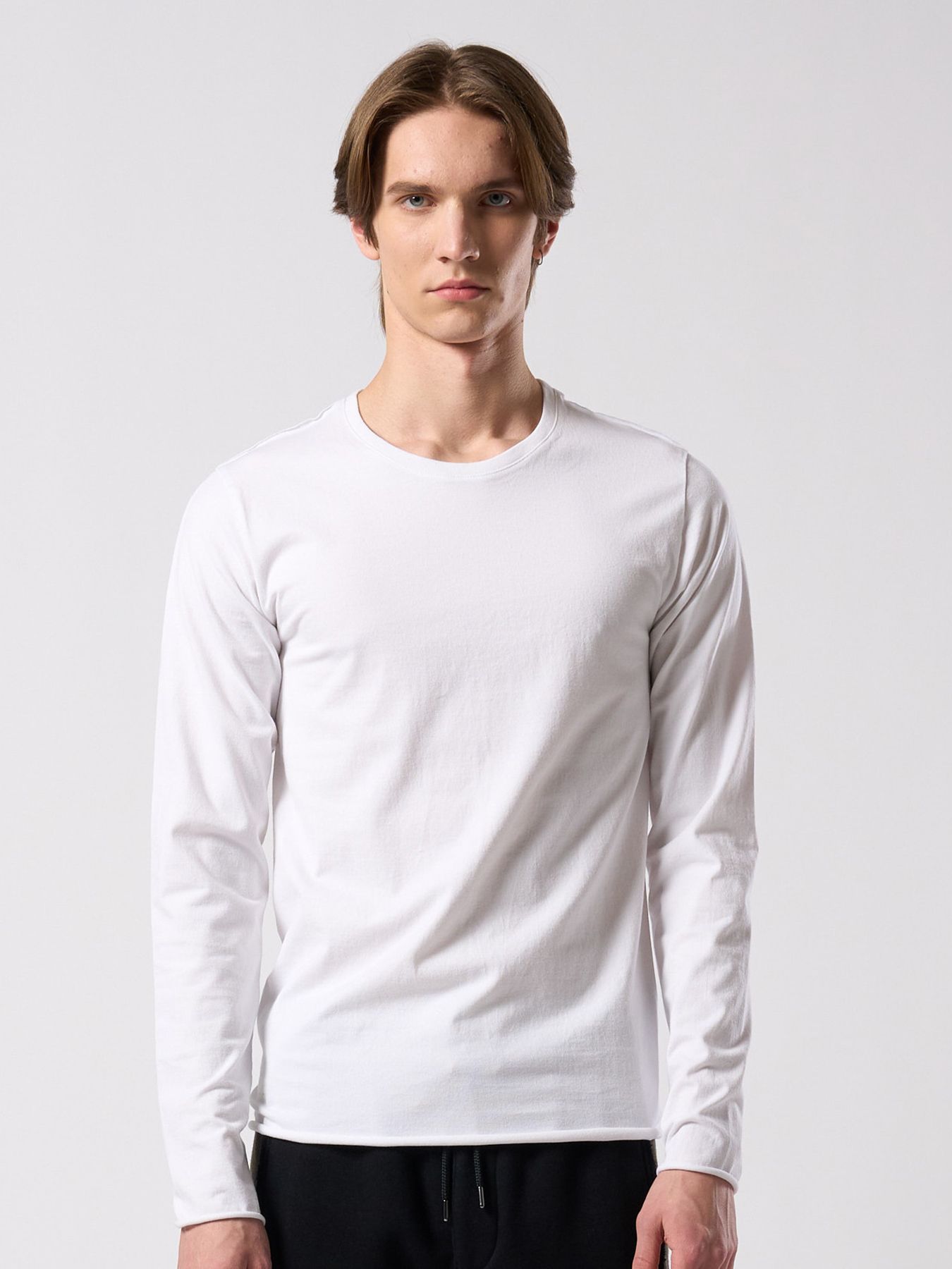 【予約品 4月19日(日) 18時締切】slim cut-off crew-neck L/S / スリムカットオフ クルーネック ロングスリーブ / ホワイト