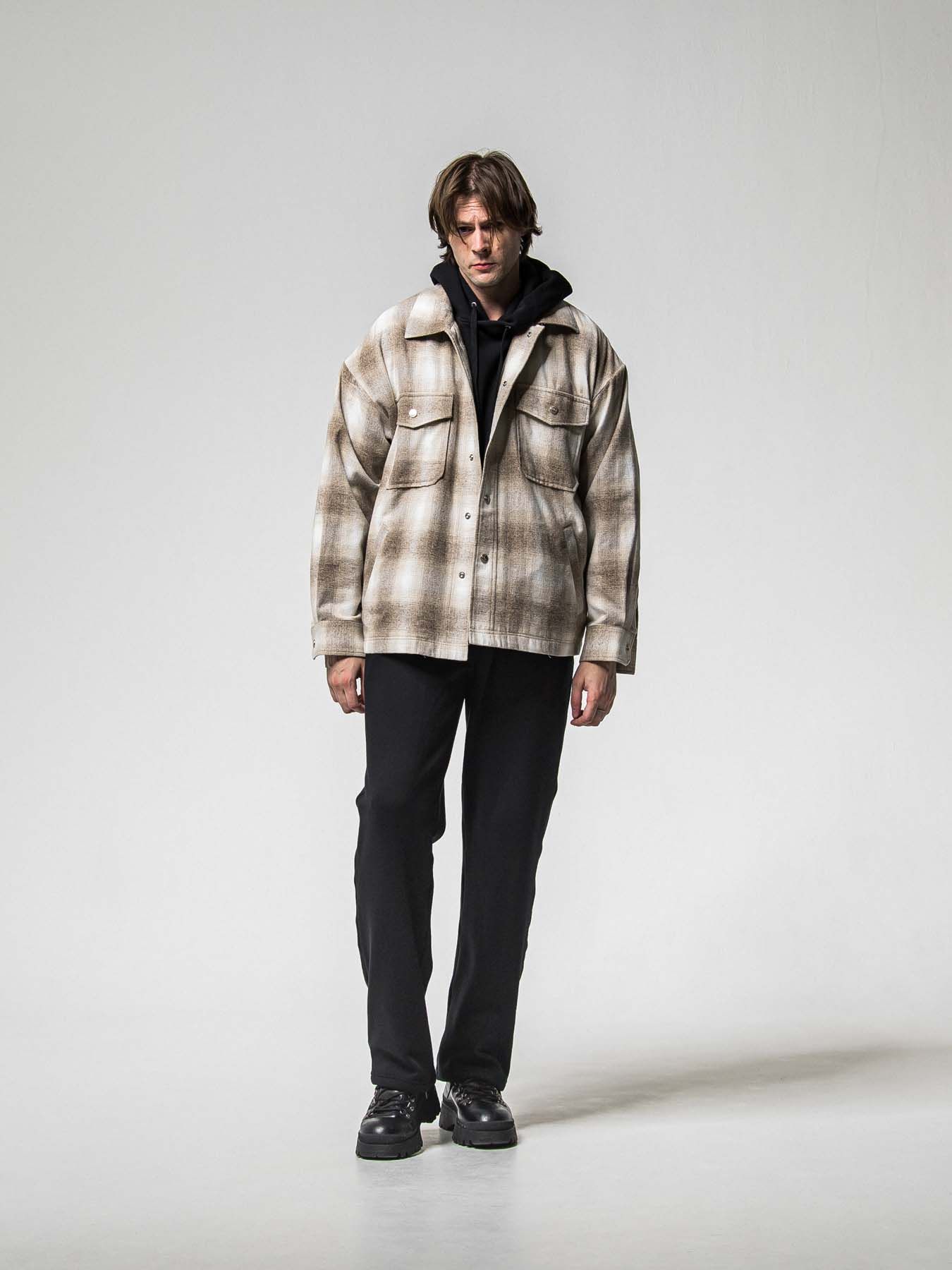 【予約品 8月31日(日) 締切】FLANNEL CHECK JK / フランネルチェック ジャケット / ブラウン