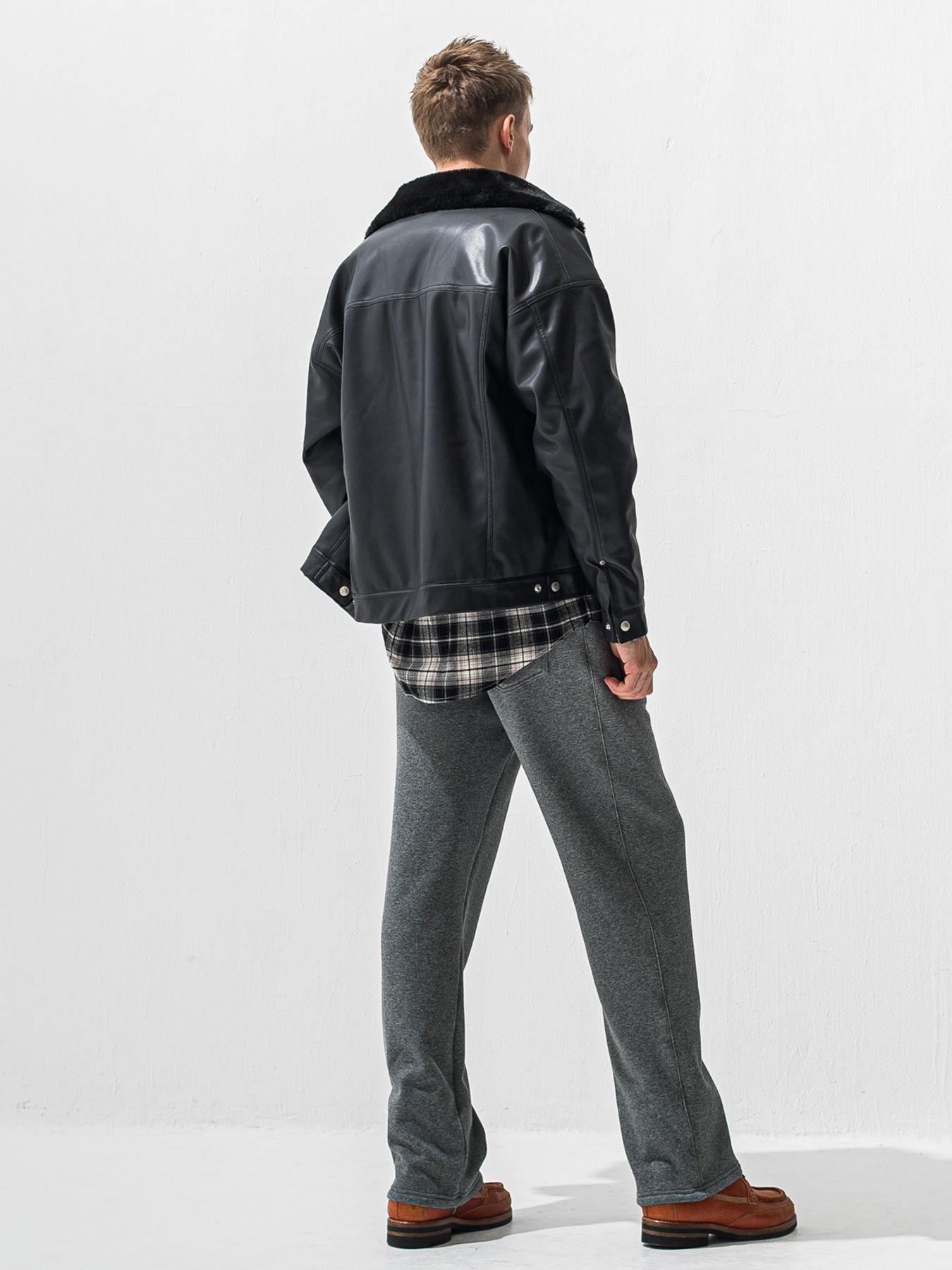 【予約品 9月6日(日) 締切】LEATHER FUR OVER G / レザー ファー オーバー Gジャン / ブラック