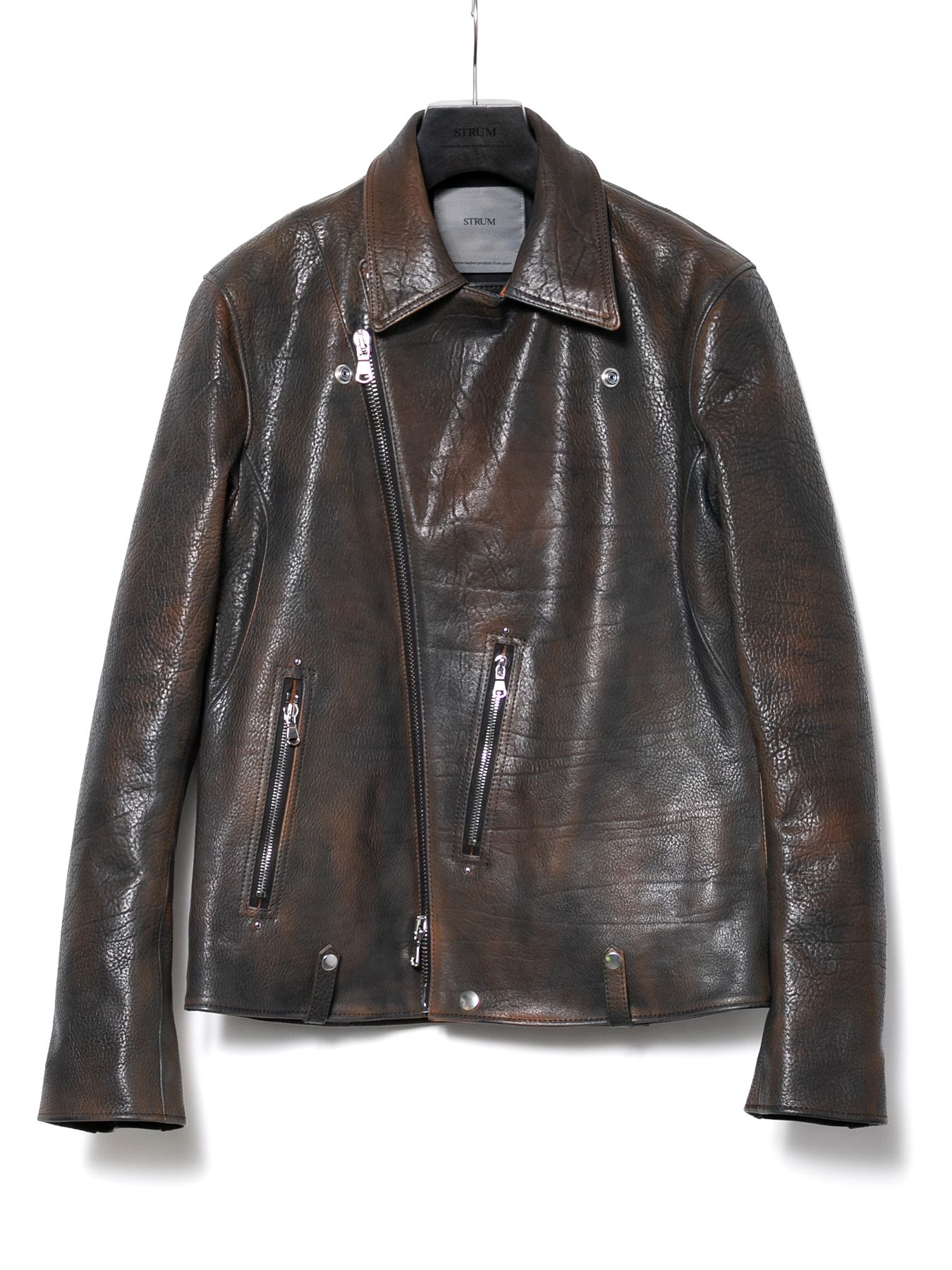【予約品 10月12日(日) 締切】Full Vegetable Tanned Italian Double Shoulder Steer Hide Garment Burning Dyed Double Riders / イタリアンダブルショルダー燃焼製品染めダブルライダース / HI-FLYER