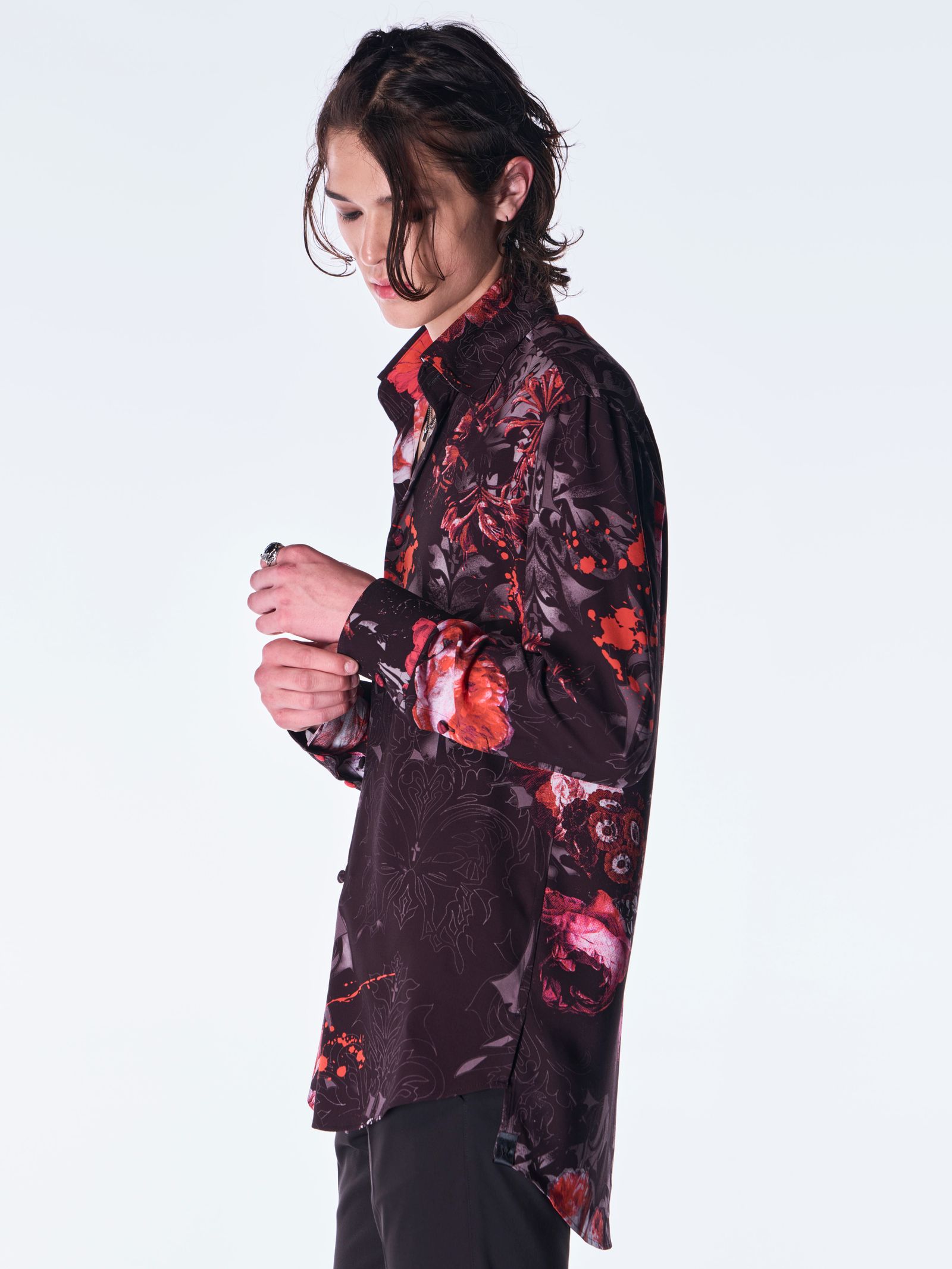 【予約品 6月29日(月) 締切】Goth Flora Shirt / シャツ / ブラック