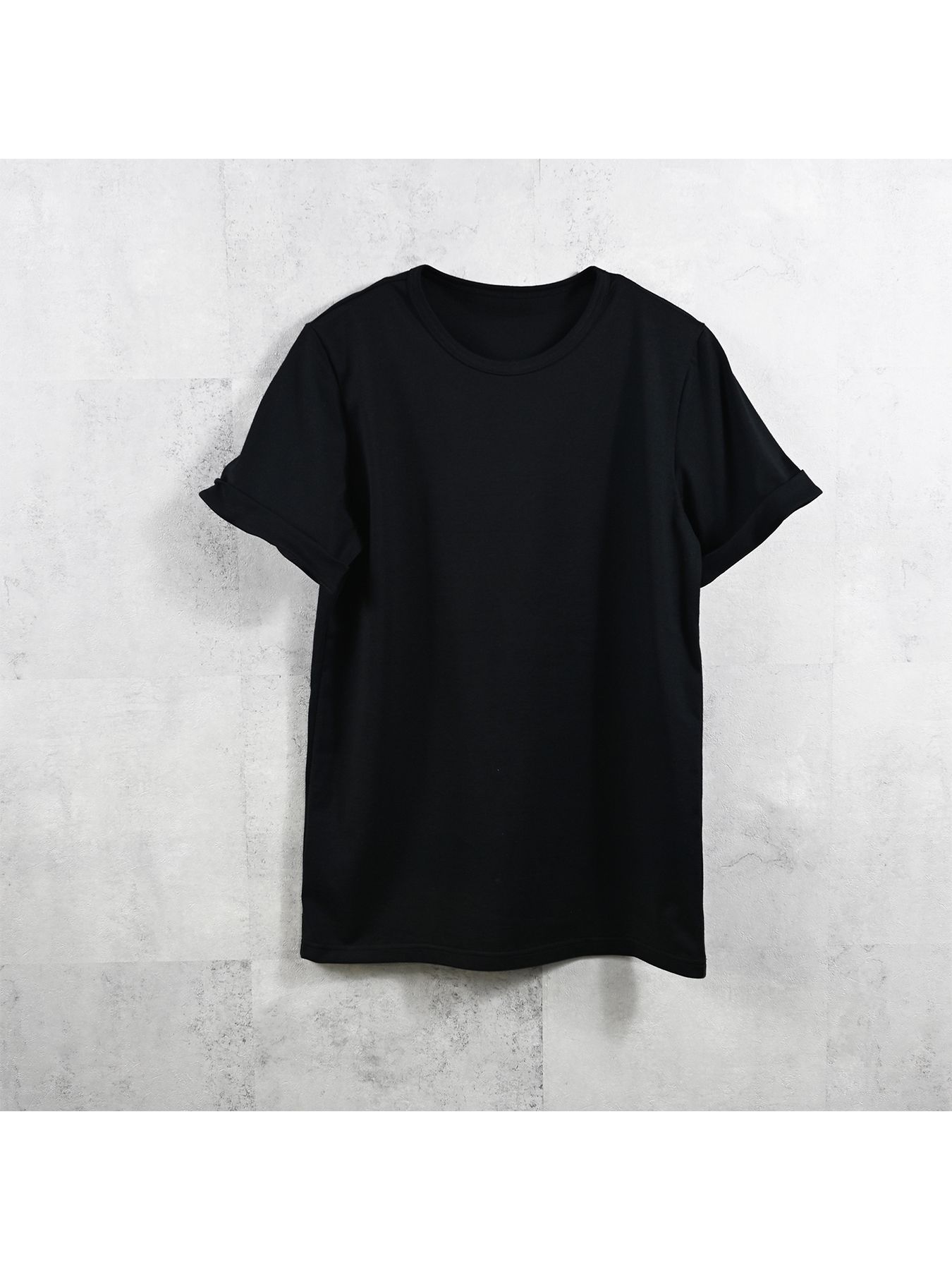 GIZA BASIC ROLL UP TEE / ギザベーシックロールアップTシャツ / ブラック
