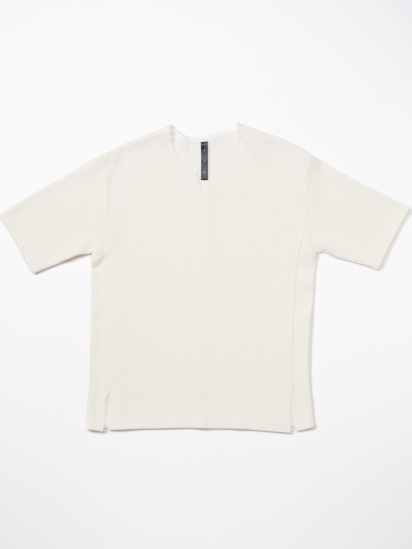 【予約品 9月23日(火) 締切】quarter-knit key neck H/S / クォーターニット キーネック ハーフスリーブ / ホワイト