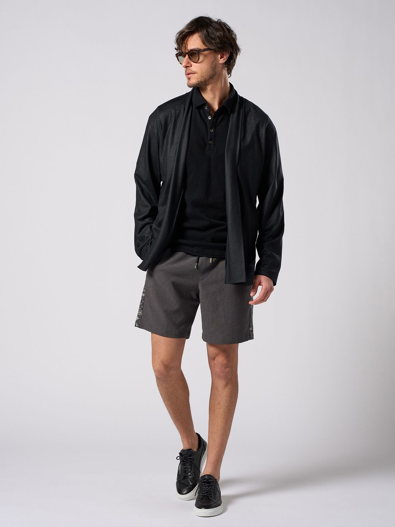 【予約品 1月25日(日) 締切】bandana print panel shorts / バンダナプリントパネル ショーツ / チャコール