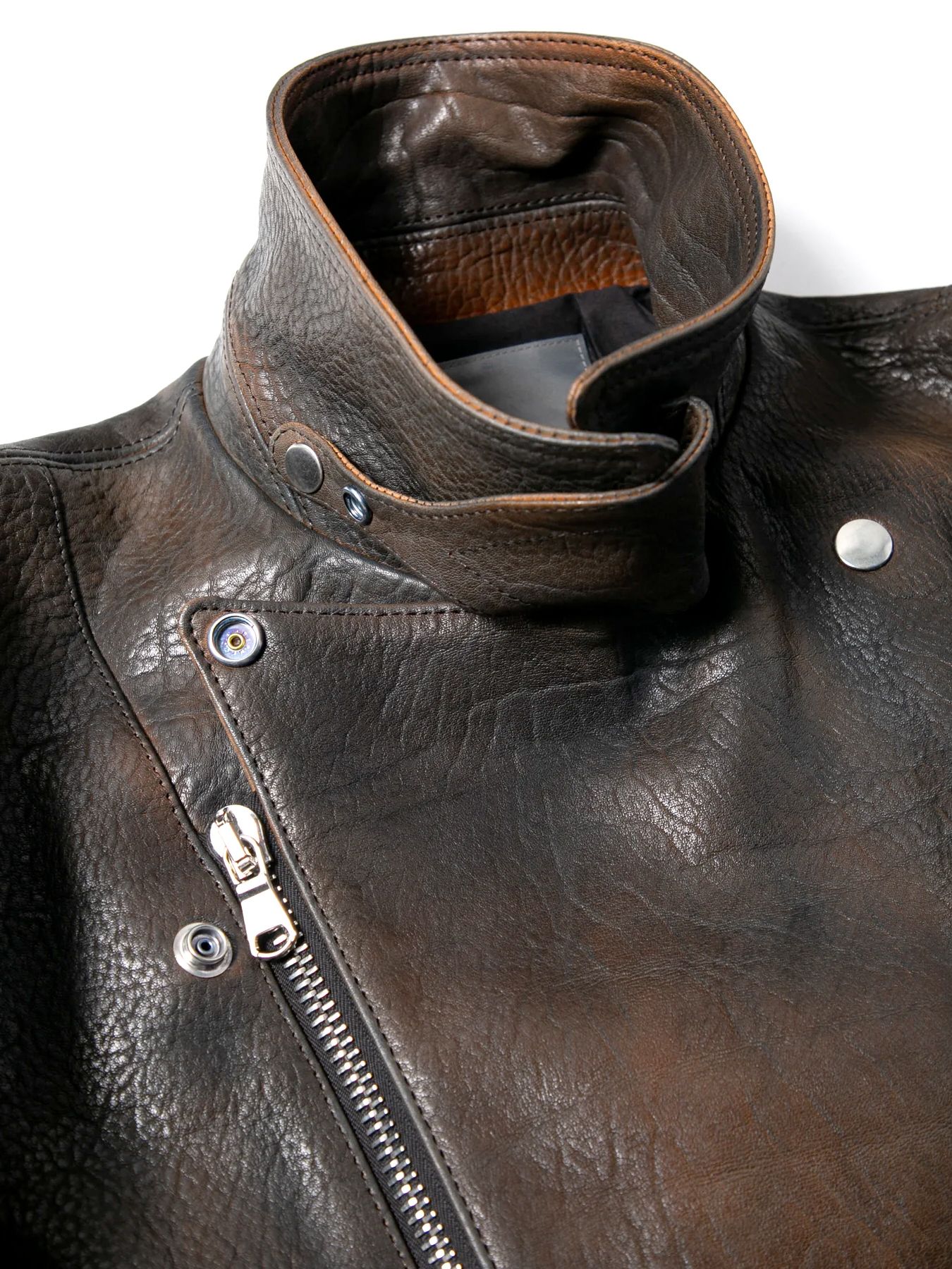 【予約品 10月12日(日) 締切】Full Vegetable Tanned Italian Double Shoulder Steer Hide Garment Burning Dyed Double Riders / イタリアンダブルショルダー燃焼製品染めダブルライダース / HI-FLYER