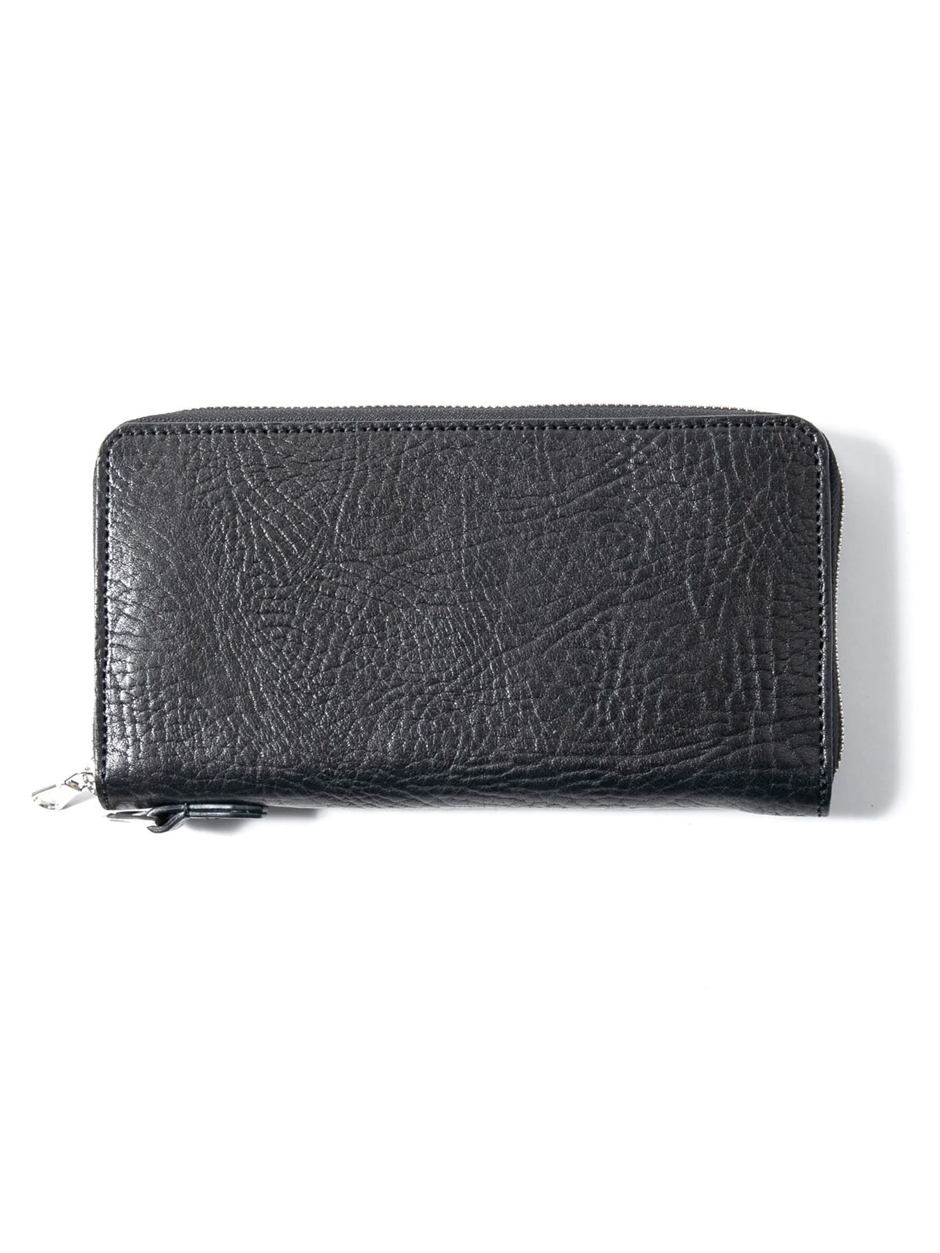 Pit Vegetable Full Tanned Shrunken Steerhide Round Wallet / フルタンニン ピット鞣し シュリンク ステア ハイド ラウンドウォレット / ブラック