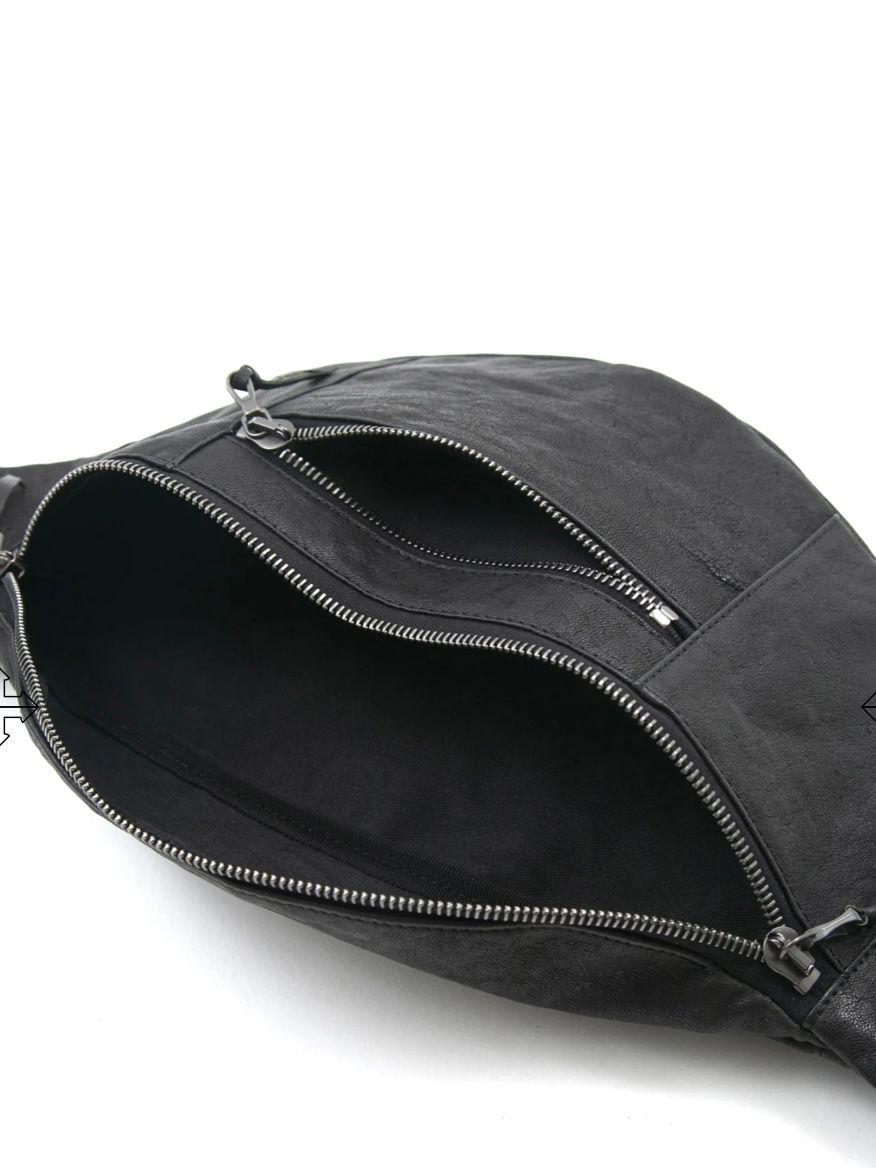 Pit Vegetable Full Tanned Shrinked Horsehide Body Bag / フルタンニン ピット鞣し シュリンク ホース ハイド ボディー バッグ / HIGH THROTTLE / ブラック