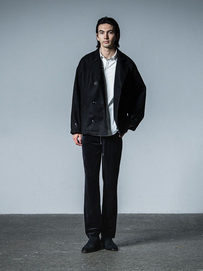 《予約品》 VELOUR SEMI WIDE PT  / ベロアラインワイドパンツ / ブラック