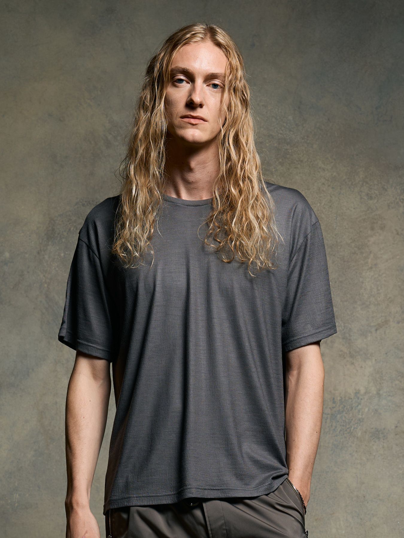 【予約品 9月23日(火) 締切】ex.comfy wool S/S / エクスコンフィーウール ショートスリーブ / スチールグレー