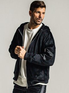 《予約9月1日18時締め》 veloursfleece zip loose hoodie  / パーカー / ブラック