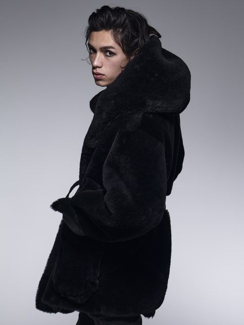 《予約品》 ShawlHoodMoutonCoat / リバーシブルムートンコート / ブラック 【kiryuyrik】 11月以降入荷予定