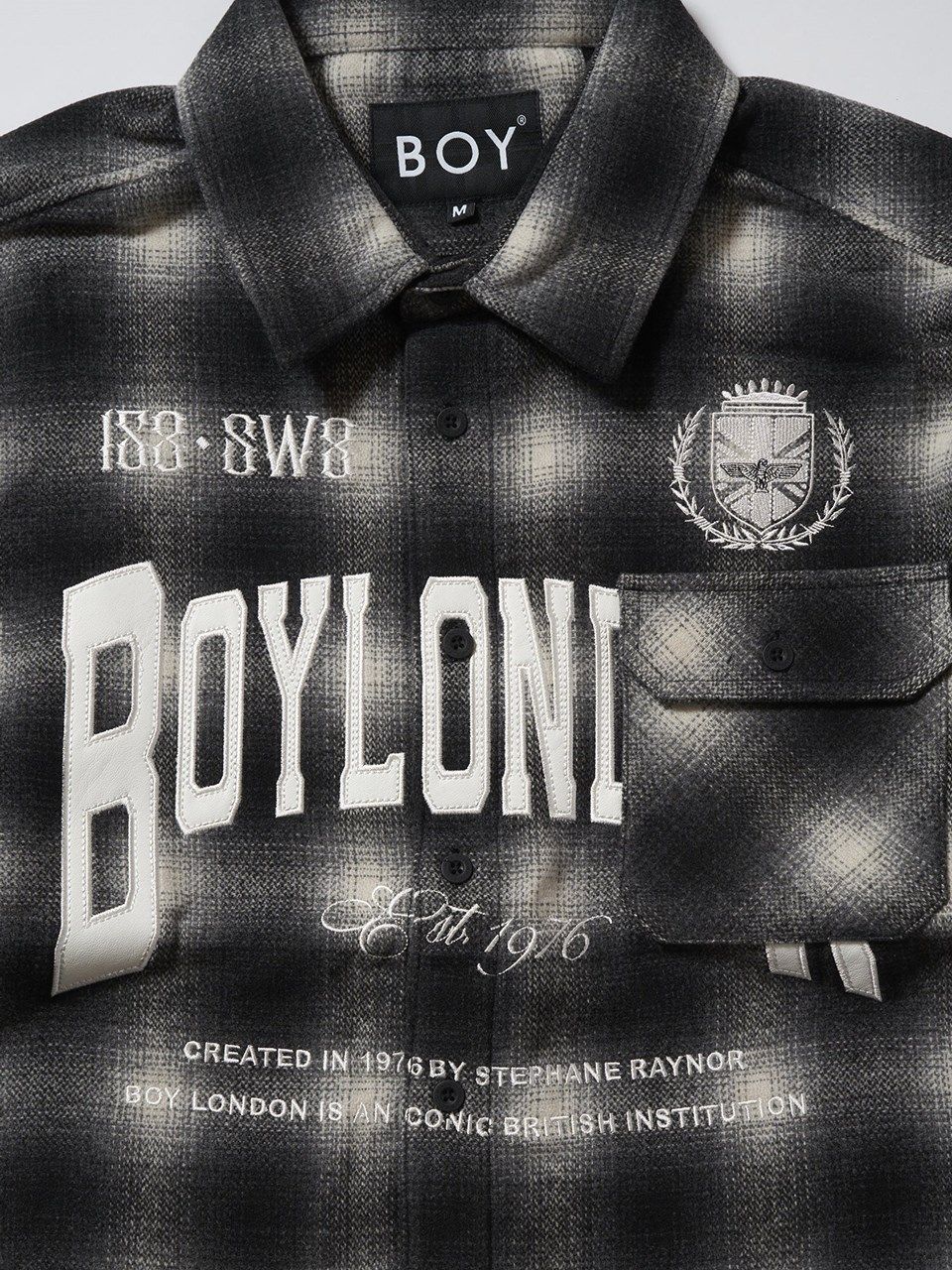 PATCH LOGO Embroidery Check Shirt / シャツ / ブラック
