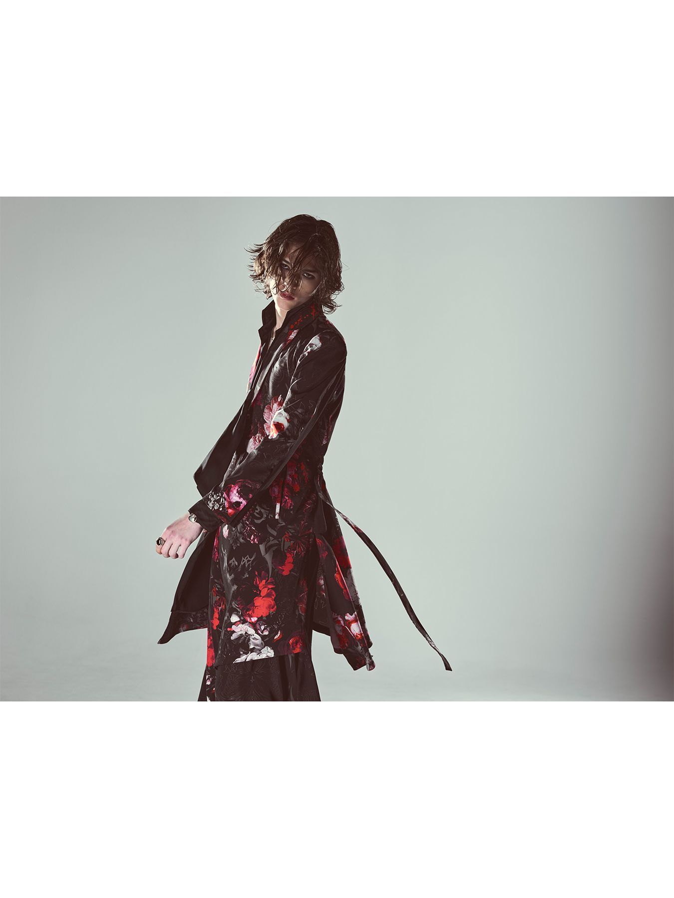 【予約品 6月29日(月) 締切】Goth Flora Suede Satin Flare Jacket / フレアジャケット / ブラック