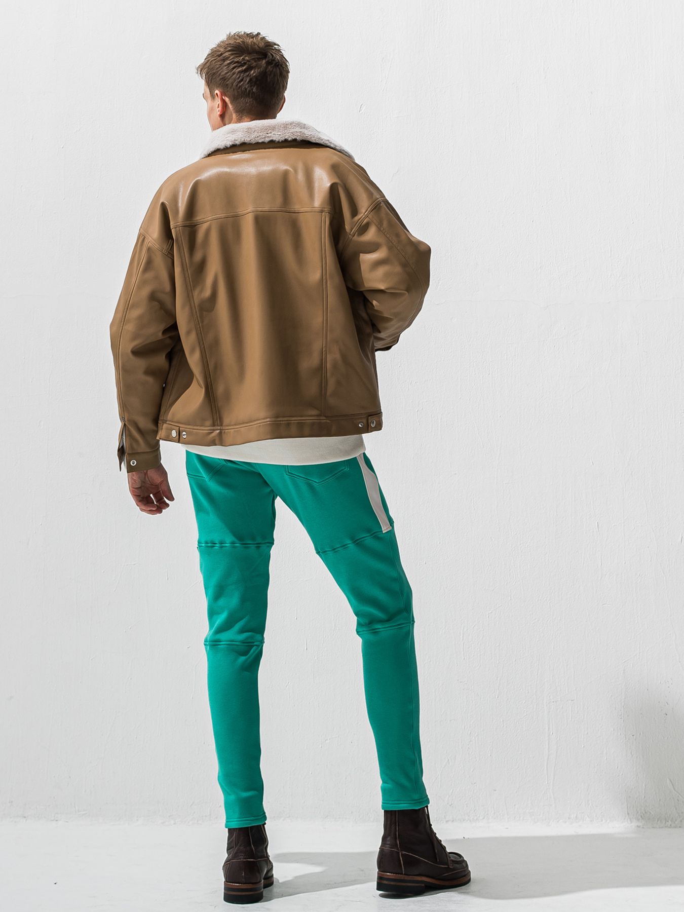 【予約品 9月6日(日) 締切】LEATHER FUR OVER G / レザー ファー オーバー Gジャン / ベージュ