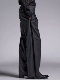 Side Line Wide Slacks / サイドライン ワイドスラックス / グレー