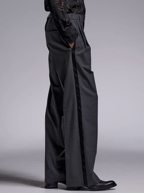 Side Line Wide Slacks / サイドライン ワイドスラックス / グレー