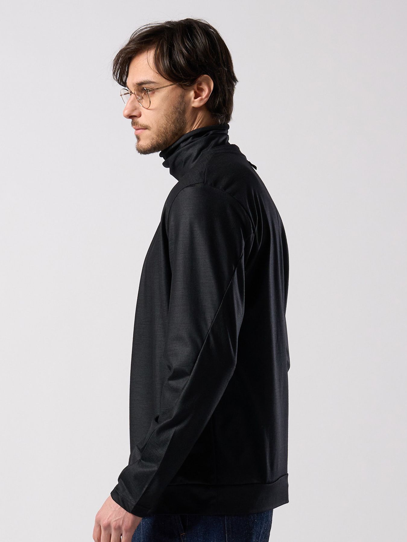 【予約品 4月19日(日) 18時締切】ex.comfy wool middle cardigan / メリノウールジャージー カーディガン / ブラック