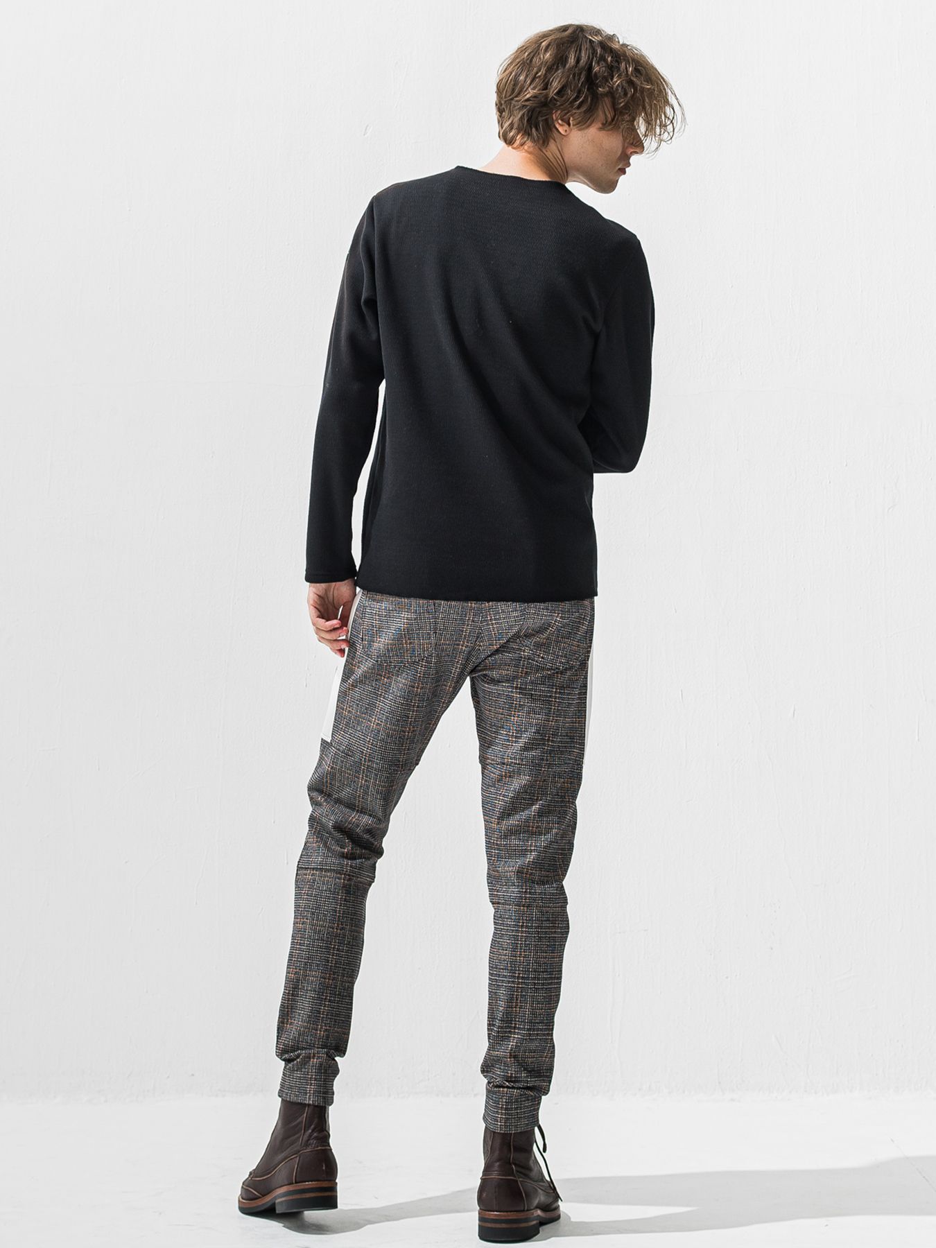 【予約品 9月6日(日) 締切】VELOURS FLEECE THERMAL LOOSE TRAINER / 裏起毛 ハニカムサーマル ルーズトレーナー / ブラック