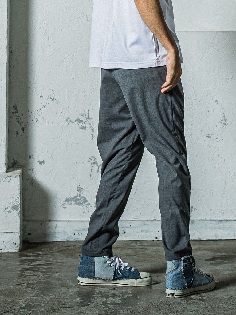 PAT WIDE EASY PANTS / ウオッシャブルトロピカルウール イージーパンツ / ライトグレー