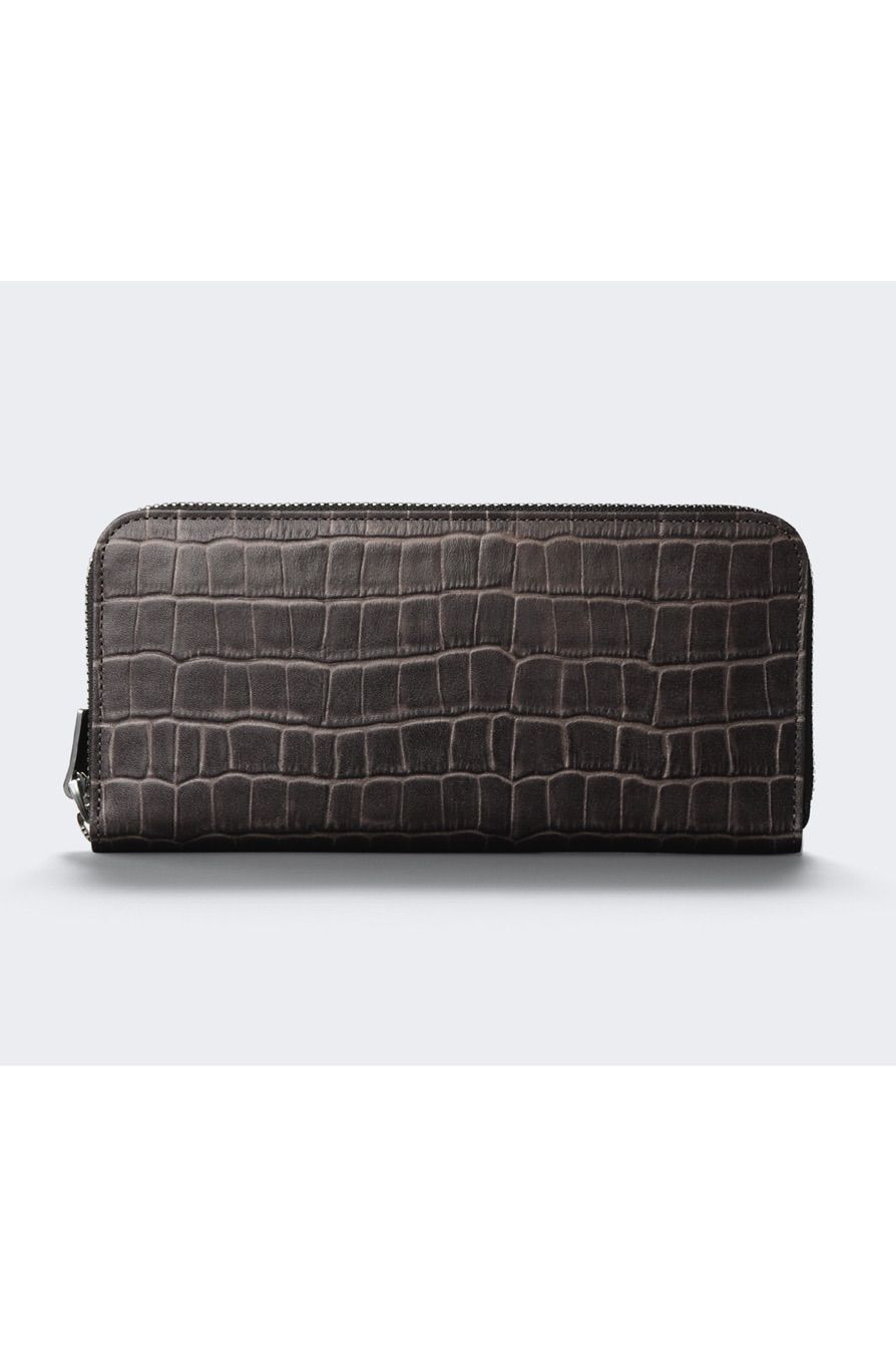 ラウンドL 長財布 Tint Embossing Leather / Pale Black 【aniary】