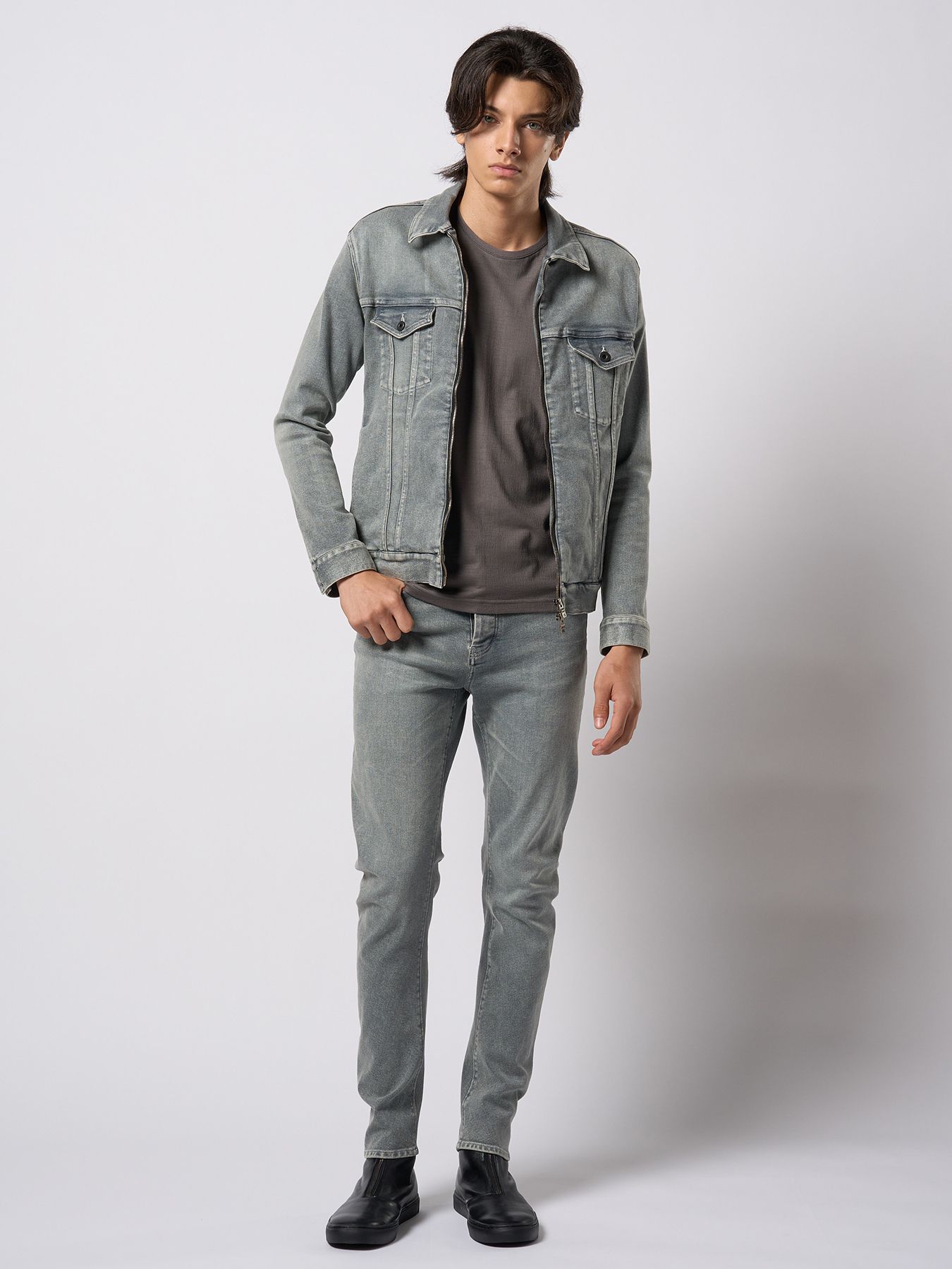 【予約品 9月23日(火) 締切】slim banana denim / スリムバナナデニム / アイスグレー
