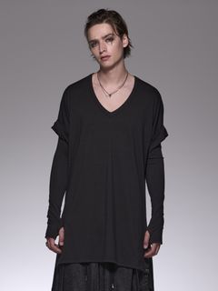 《予約品6/17締め》 Flare V-Neck T-Shirt / フレアVネックTシャツ / ブラック