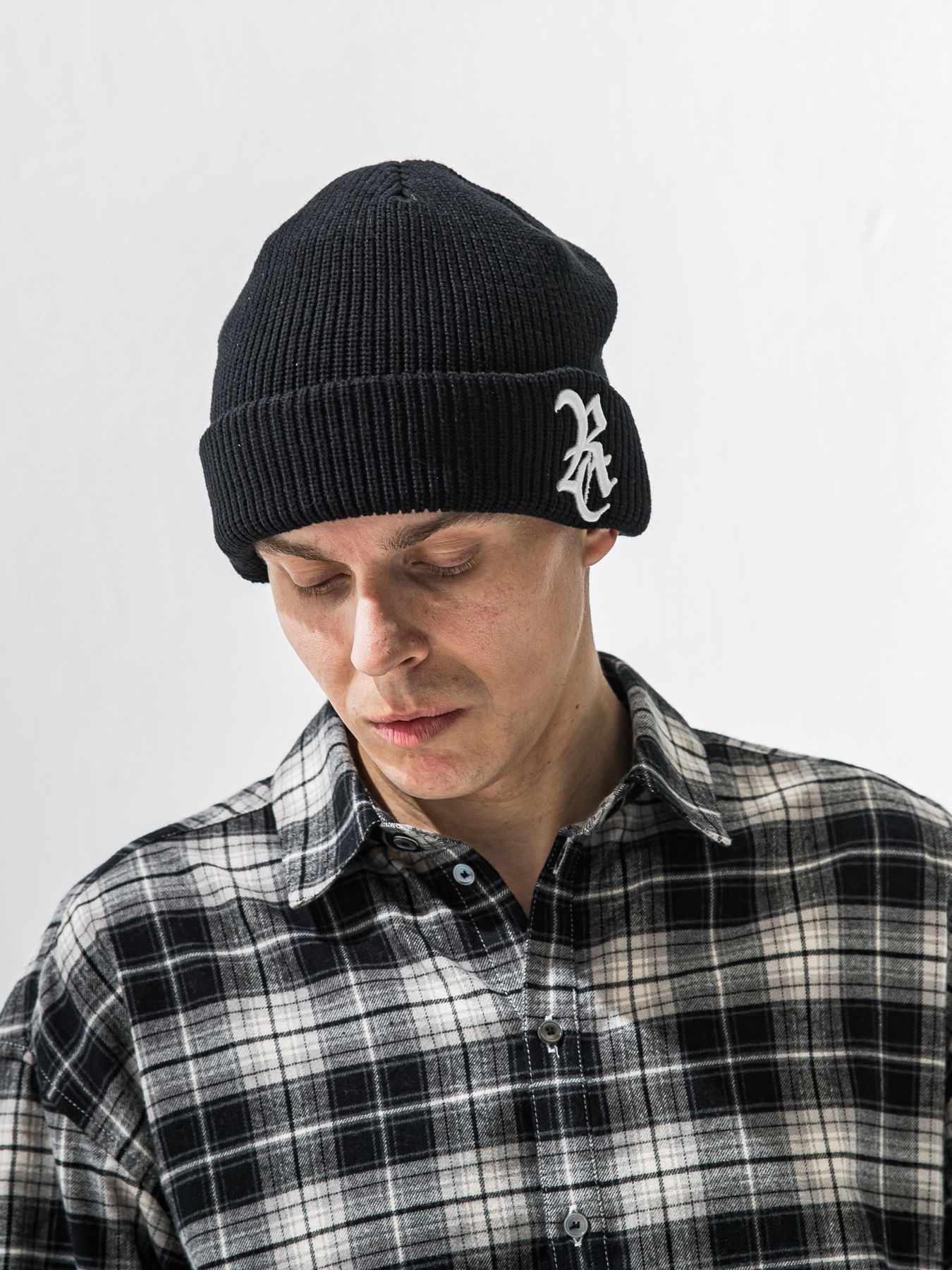 【予約品 9月6日(日) 締切】COTTON KNIT CAP / コットン ニットキャップ / ブラック×ホワイト