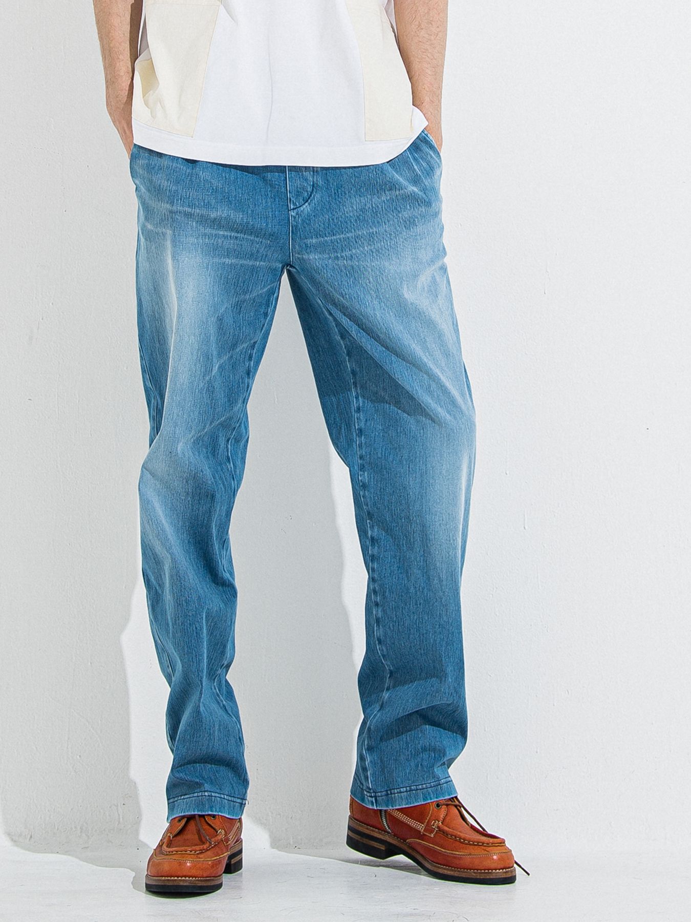 DENIM JERSEY WIDE PT / デニムジャージワイドパンツ / ライトインディゴ