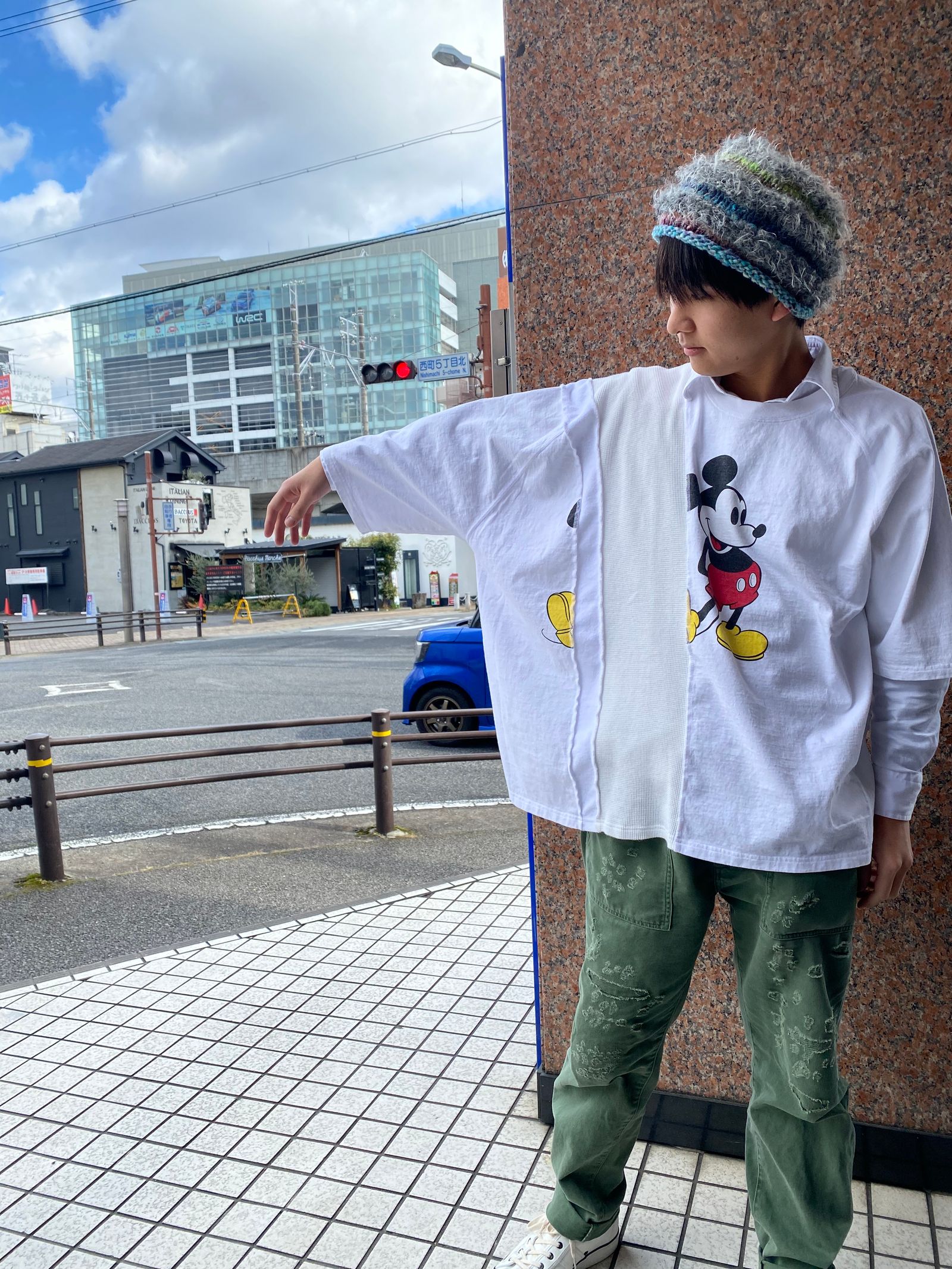 ミッキーマウスSWITCHING PRINT T-SHIRT（WHITE）「71MICHAELミッシェル」