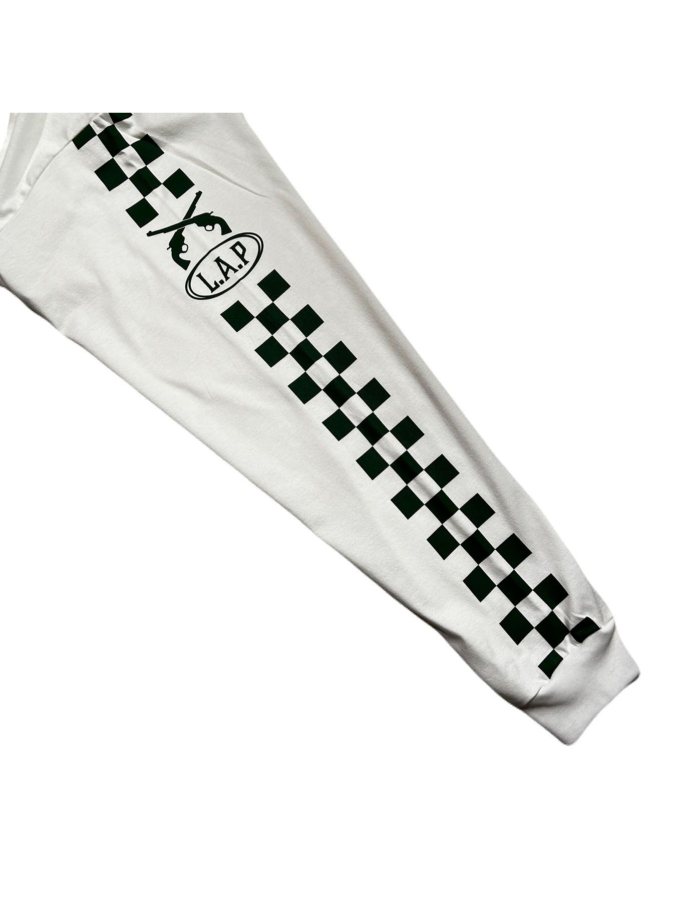 【予約品 8月10日(日) 締切 】CHECKER L/S T / チェッカー ロングスリーブ Tシャツ / ホワイト×グリーン