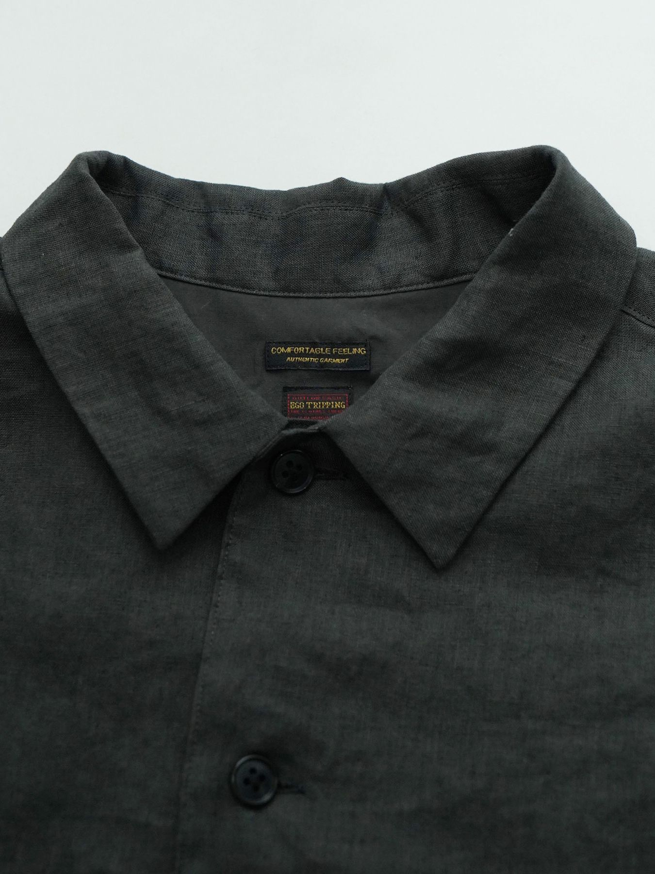 【予約品 11月23日(日) 締切】LINENOVERSHIRT / リネン ポロシャツ / CHARCOAL