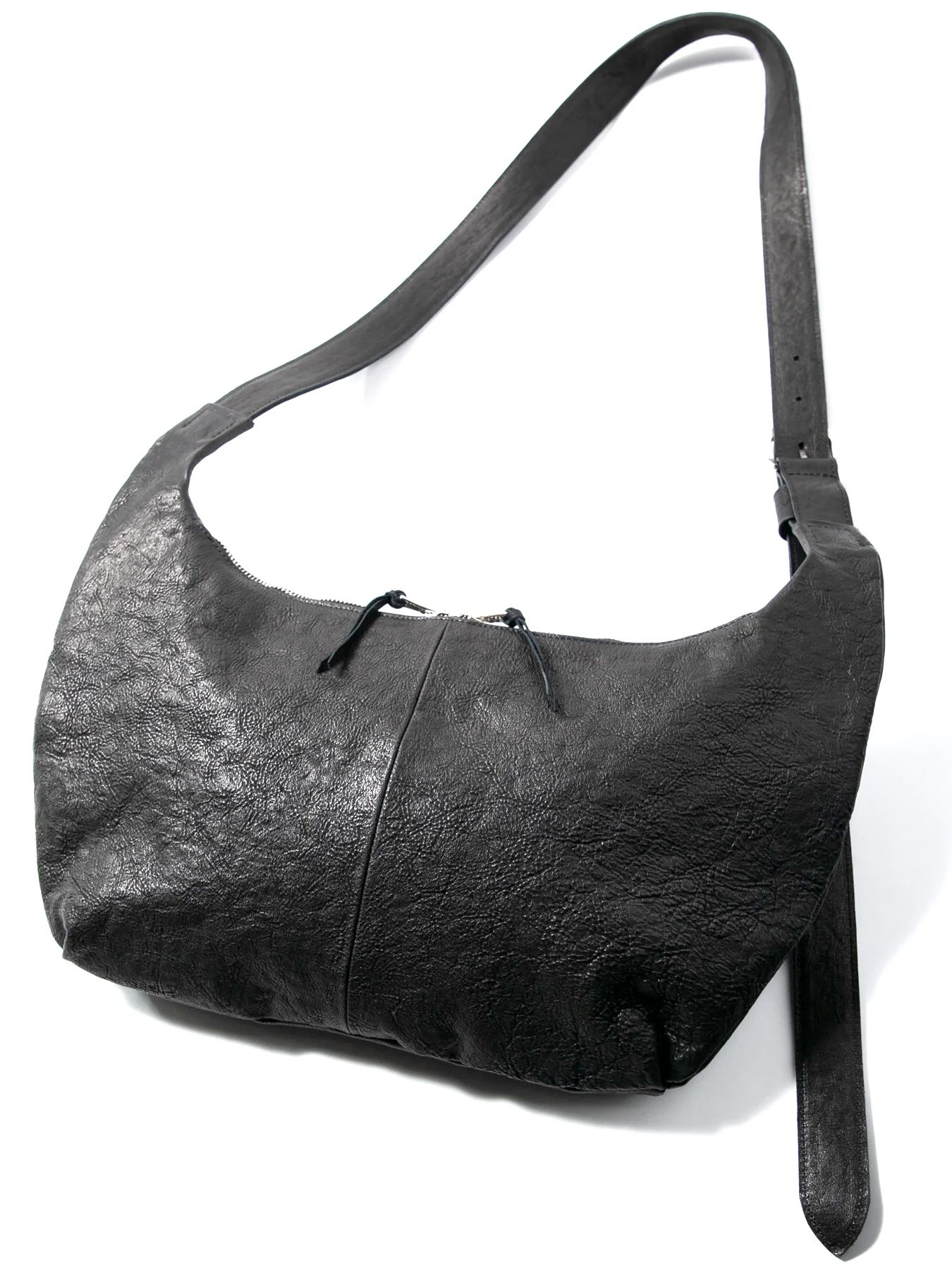 【予約品 4月6日(月) 締切】Pit Vegetable Full Tanned Shrunken Horsehide Banana Bag / フルタンニン ピット鞣し シュリンク ホース ハイド バナナ バッグ / SHAFTER / ブラック