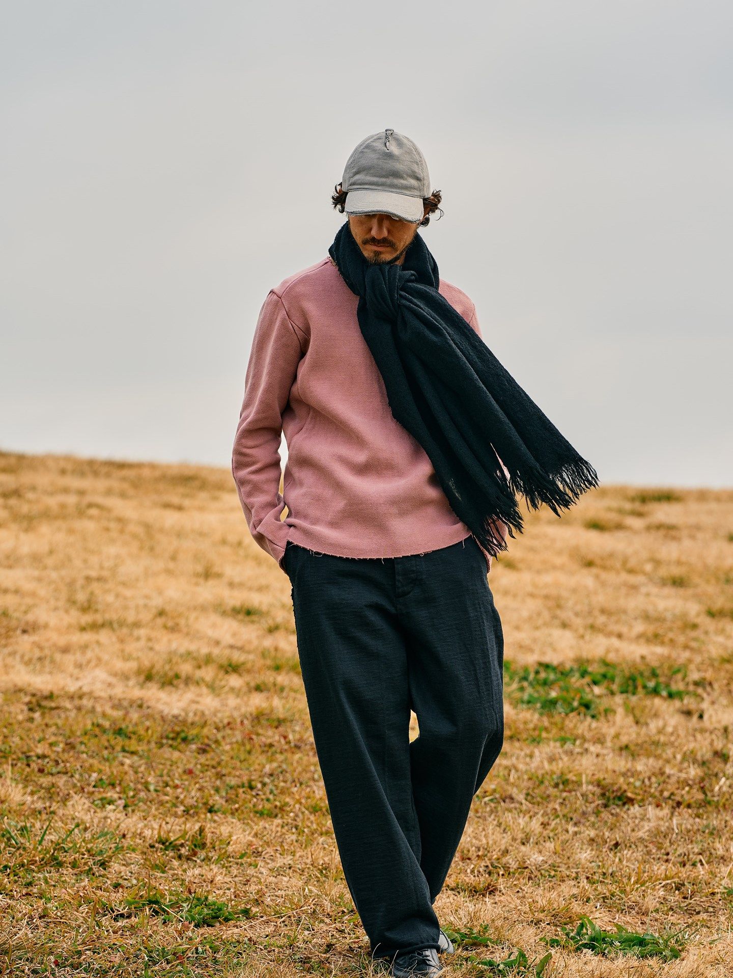 fringe soft stall / ストール / ブラック