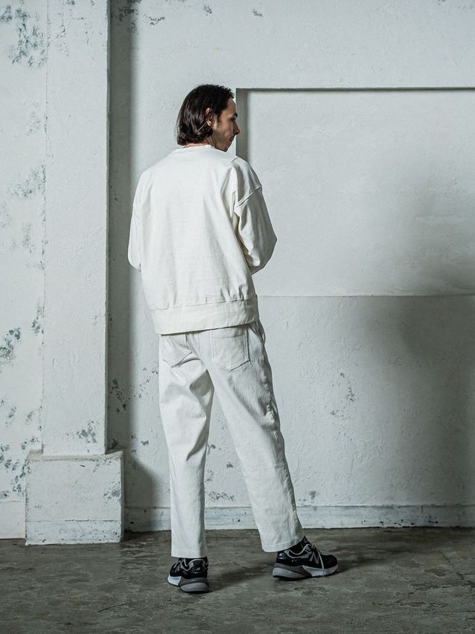 《予約11月17日19時締め》  DENIM JERSEY loose trainer / トレーナー / ホワイト