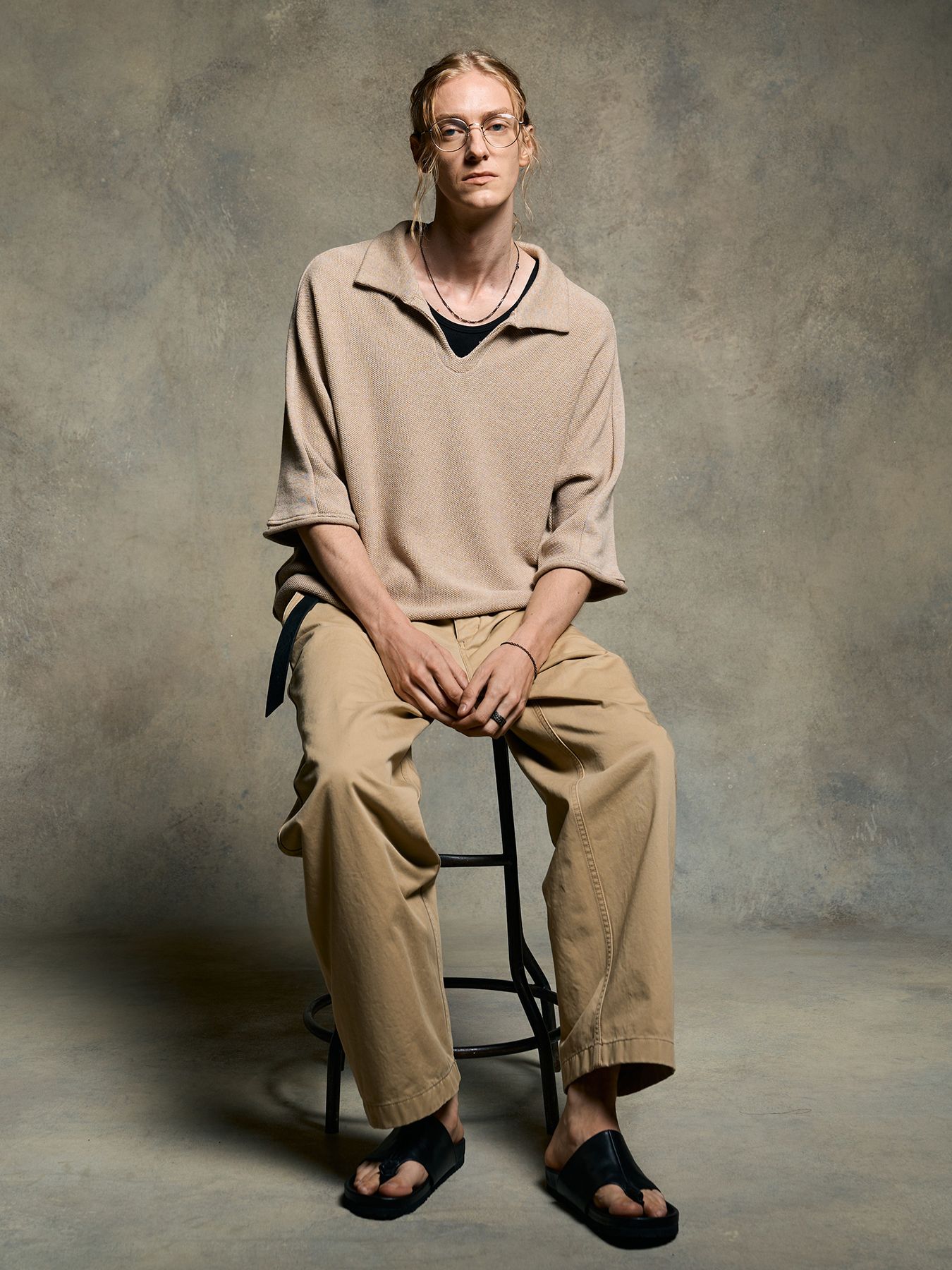 【予約品 9月23日(火) 締切】comfy skipper polo H/S / コンフィー スキッパーポロ ハーフスリーブ  / ライトベージュ