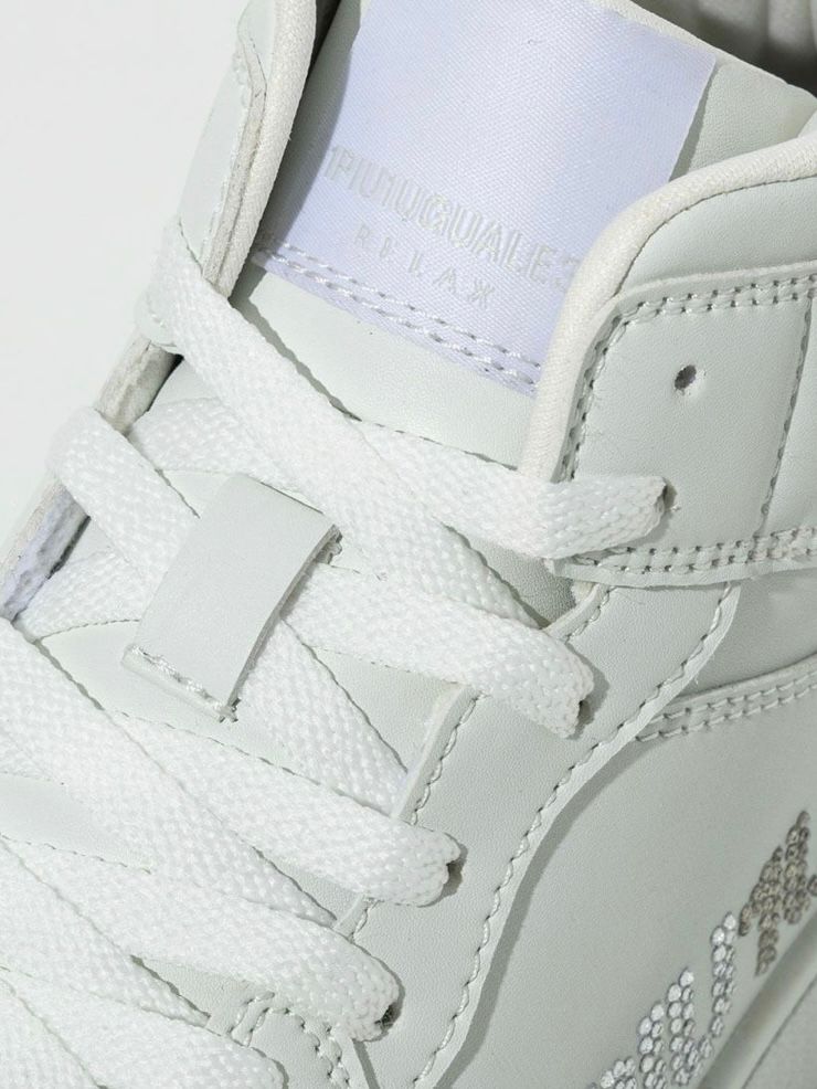 ラインストーンロゴハイカットスニーカー / ホワイトUSX-26007