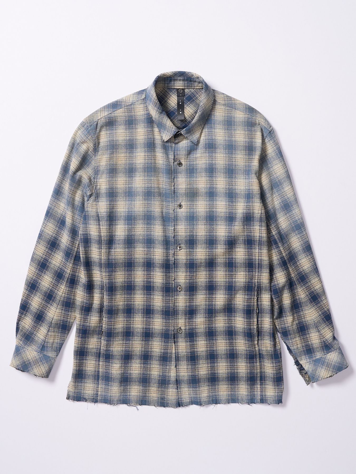 【予約品 4月19日(日) 18時締切】aging loose check shirt / エイジング ルーズ チェックシャツ / フェードブルー