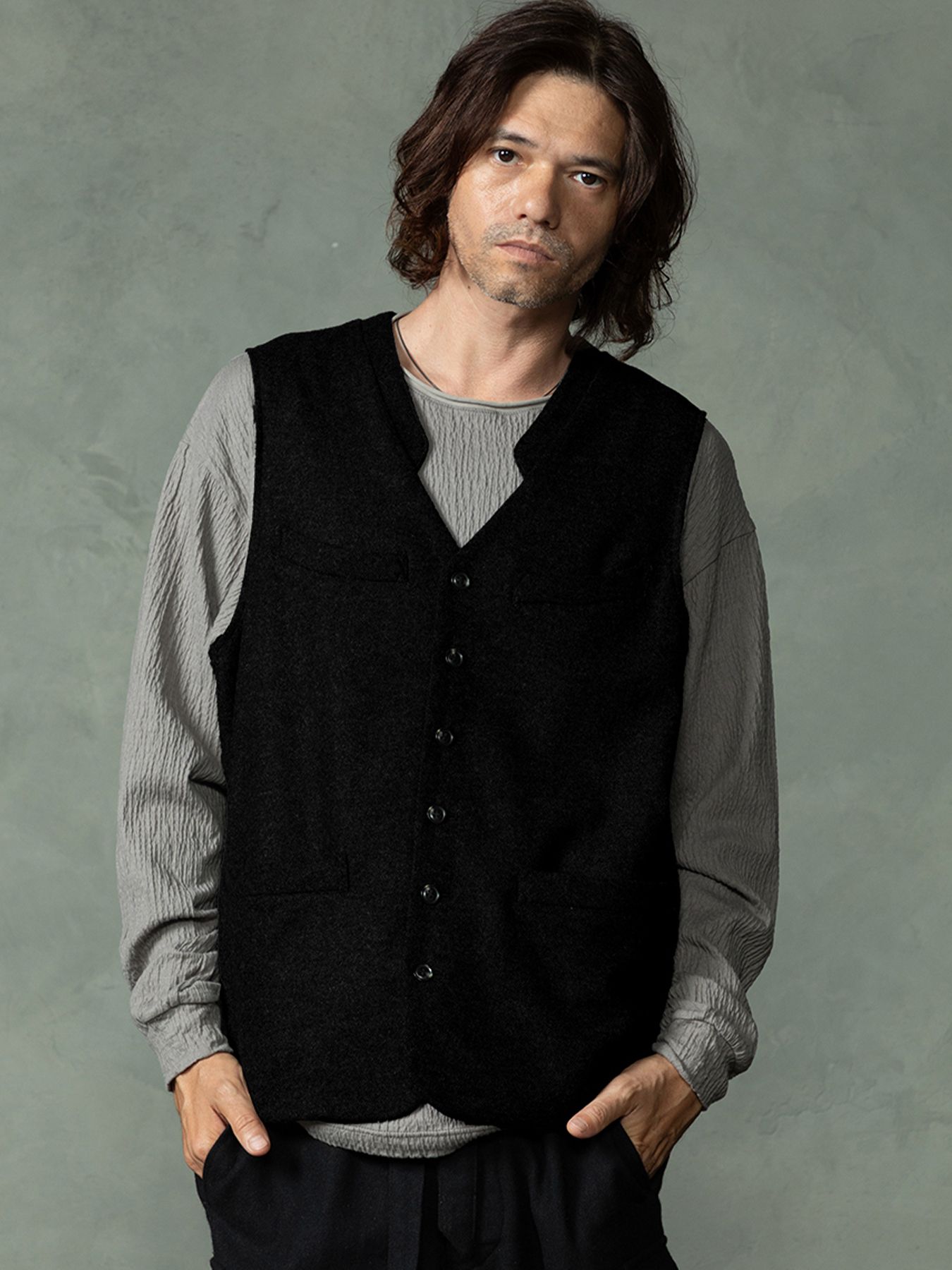 【予約品 7月5日(日) 締切】FRENCH GILET / ウールベスト / ブラック