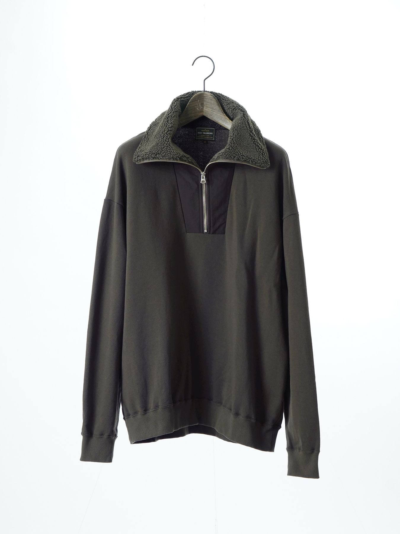 【予約品 】TEXUNION / ボアジップアップ スウェット / チャコール