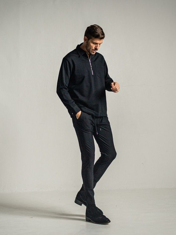 CHRIS EASY HEAT TUCK PANTS  / 裏起毛タックイージーパンツ / ブラック