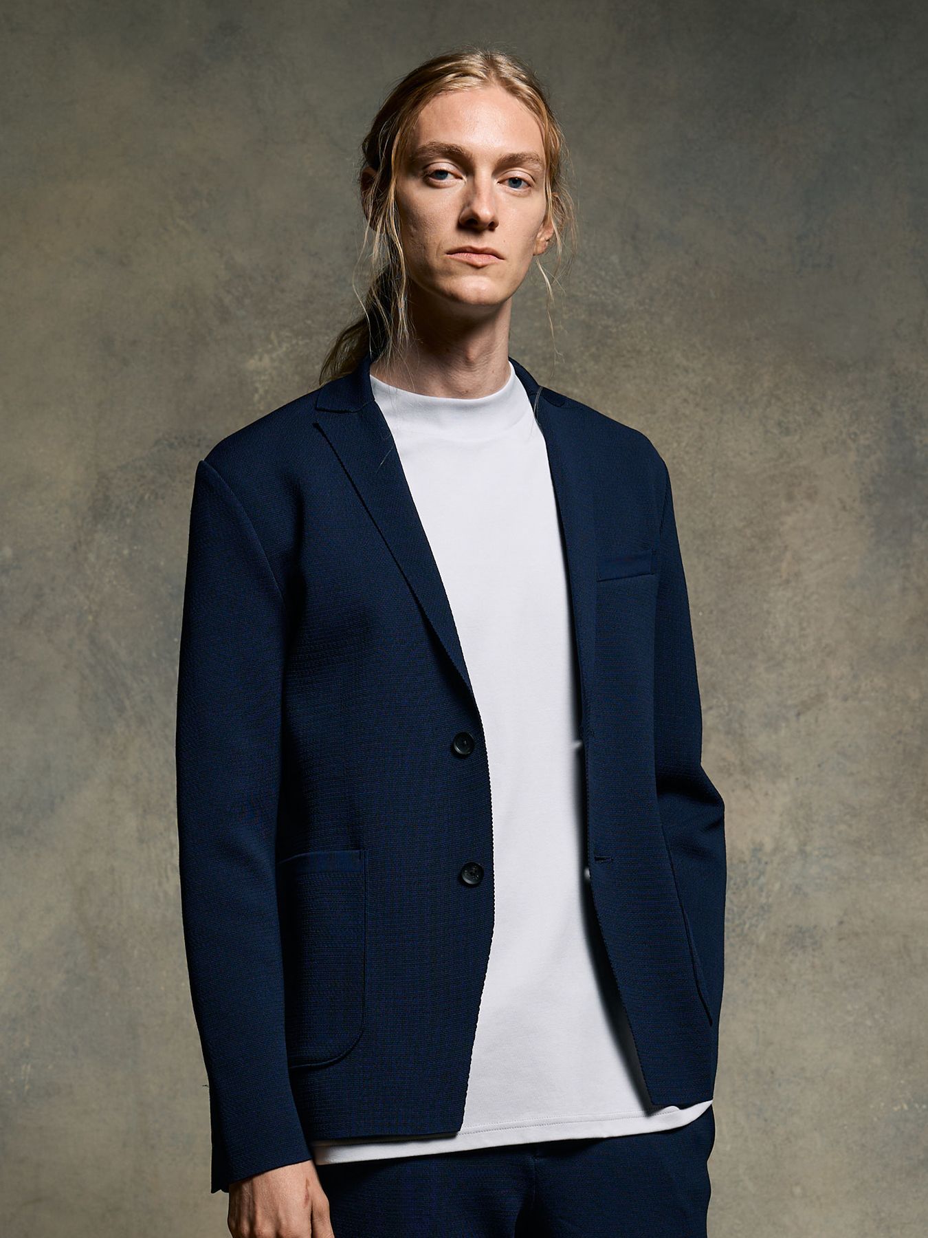【予約品 9月23日(火) 締切】function knit jacket (jacquard check) / ファンクションニットジャケット (ジャガードチェック) / ネイビーチェック