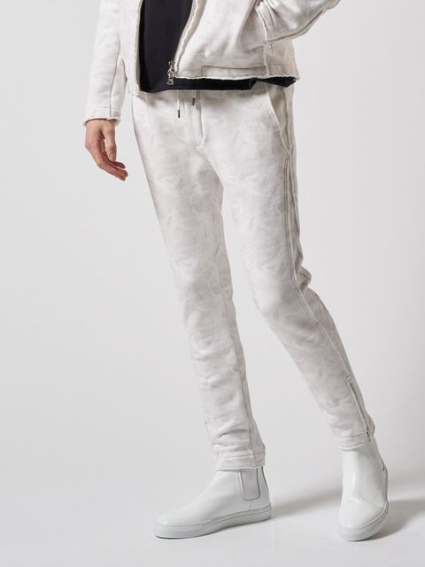 【予約品】 hem zip seam pants / スリムパンツ / ホワイト・カモ