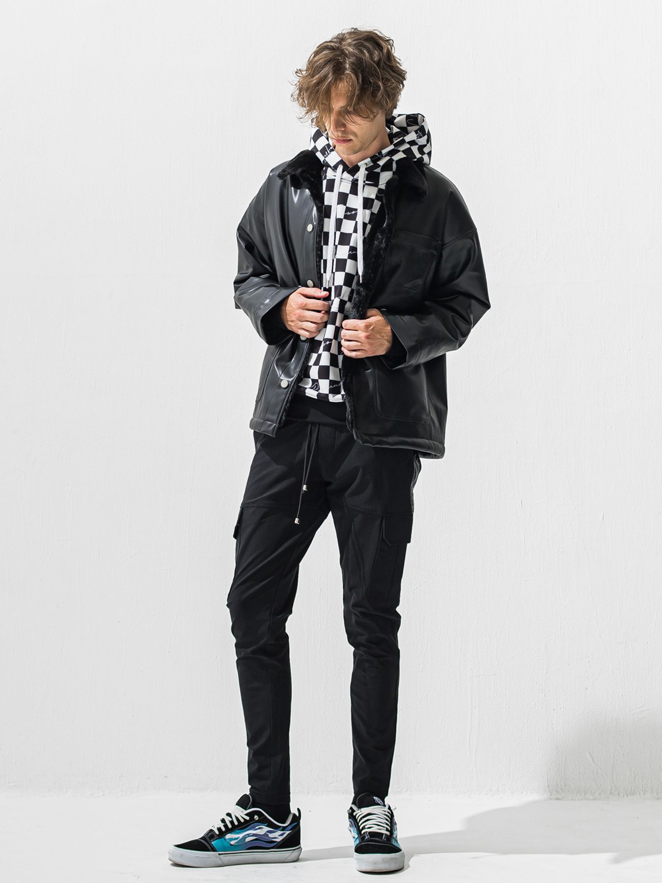 【予約品】DARRELL HEAT CARGO PT / 裏起毛 カーゴラインパンツ / ブラック