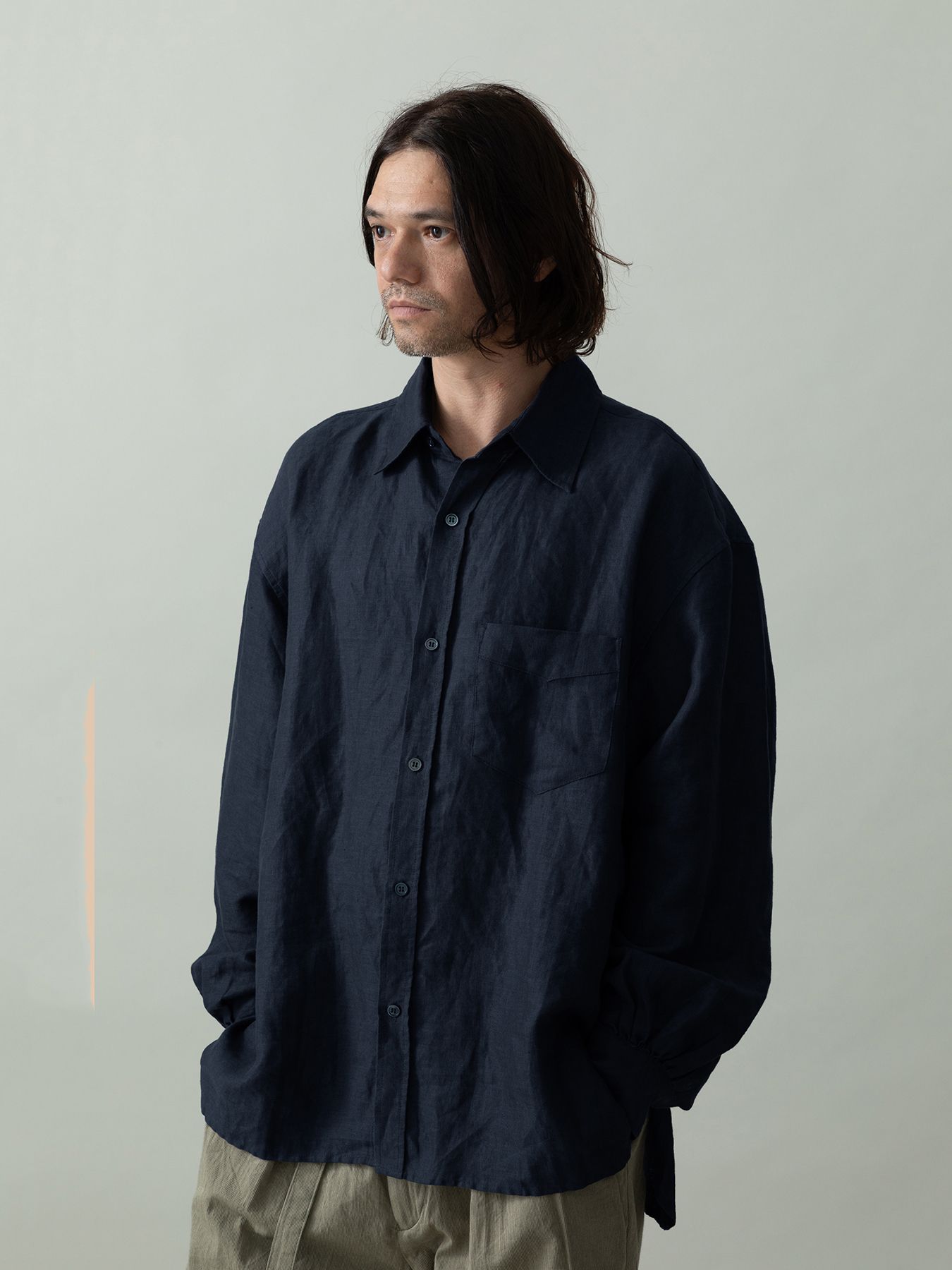 【予約品 2月1日(日) 締切】GATHERLINEN SHIRTS / リネンシャツ / ネイビー