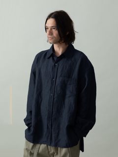 【予約品 2月1日(日) 締切】GATHERLINEN SHIRTS / リネンシャツ / ネイビー